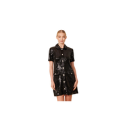 Dolce Cabo Sequin Rhinestone Button Dress -Black