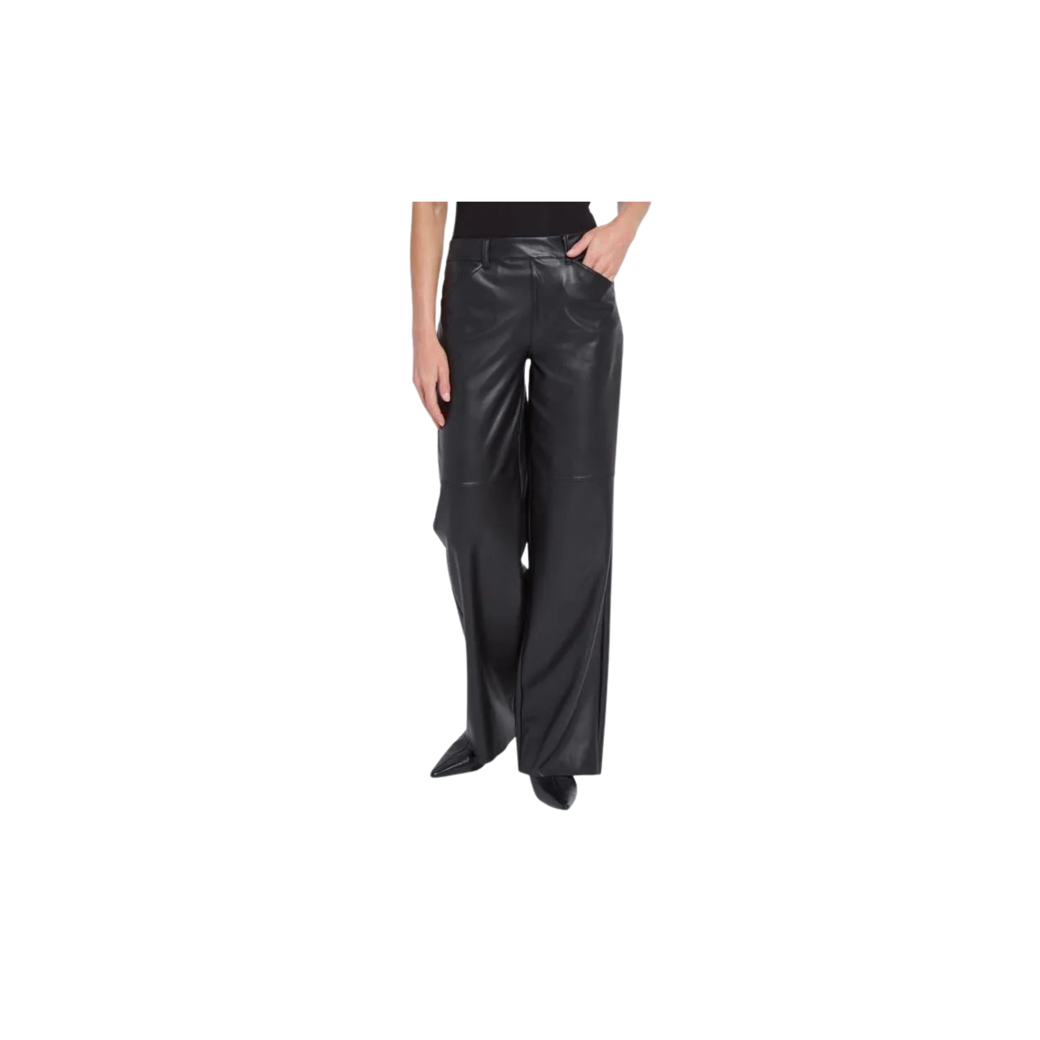 Azara Wide Leg Faux Leather Pant -Black