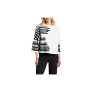 APNY Stripe Fuzzy Yarn Stripe Pullover -White/Black