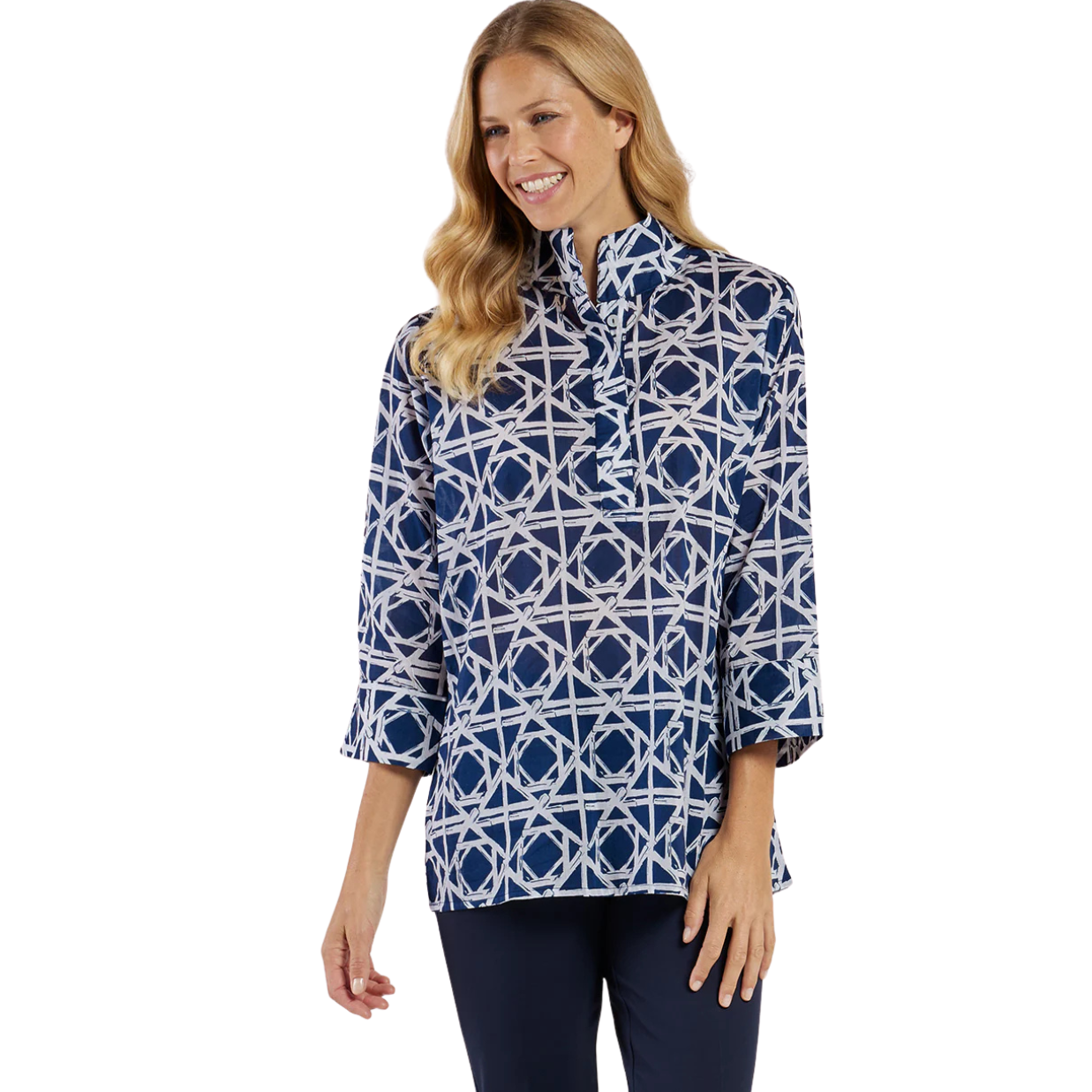 Jude Connally Cricket Top -Bamboo Rattan Navy White