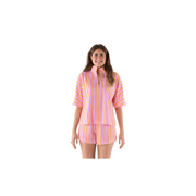 Emily McCarthy Pajama Short Set -Coral Pink Stripe