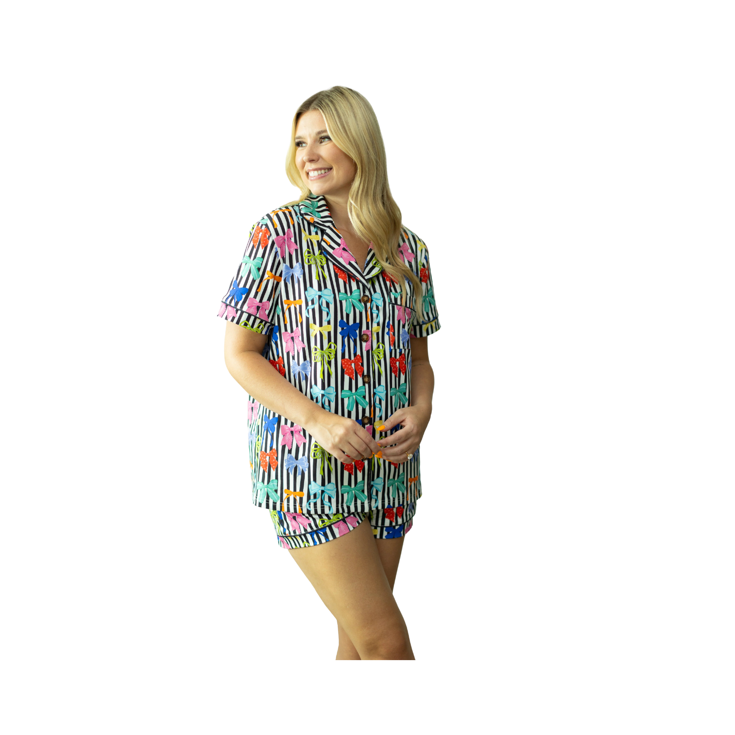 Moon Ryder Stripe Bow Shorts Lounge Set