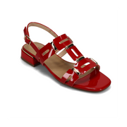 Vaneli Eliana Low Heeled Sandal - Red Patent Gold Trim