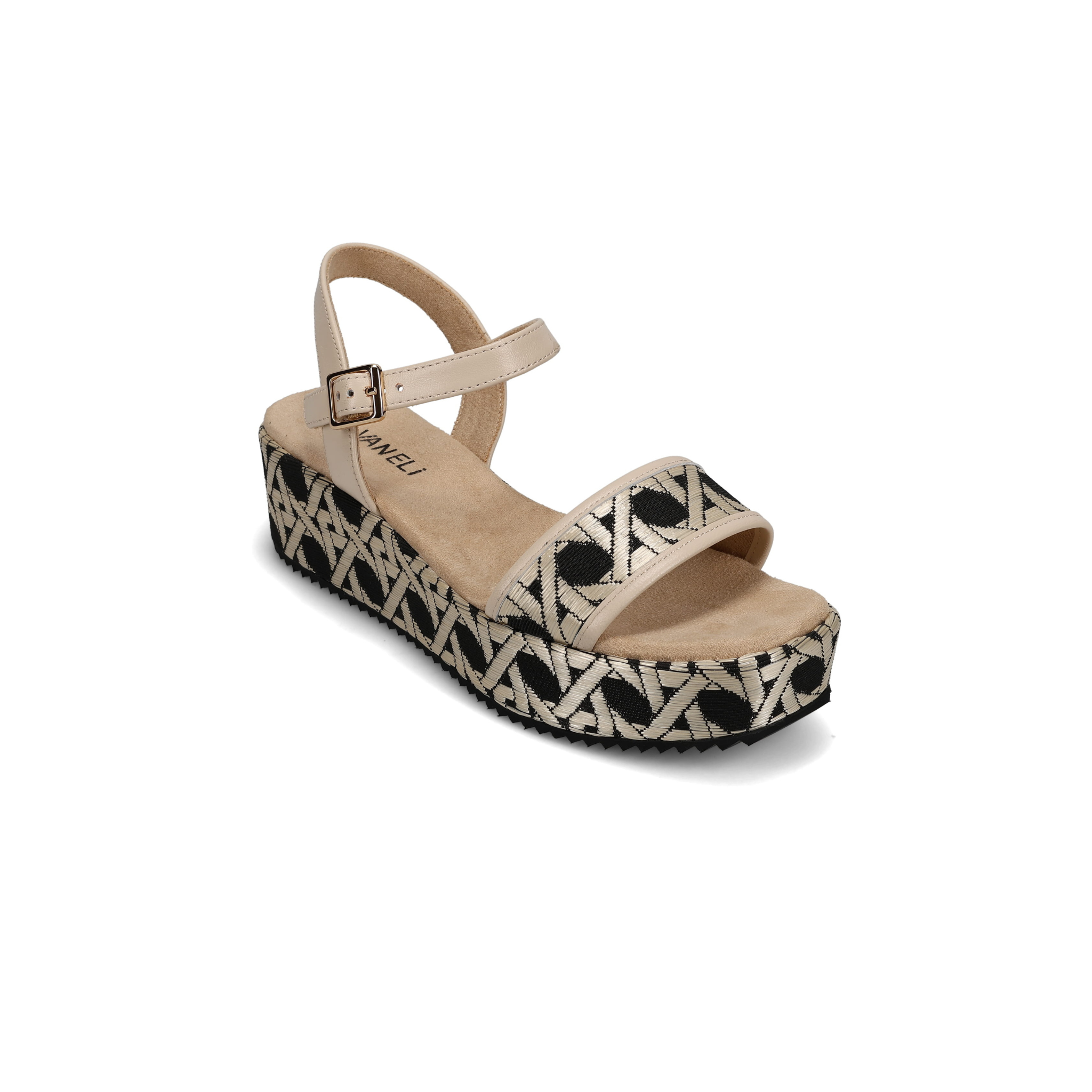 Vaneli Walda Wedge Sandal -Cream/Black