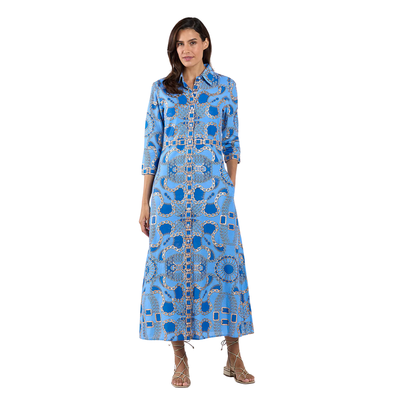 Jude Connally Minna Dress -Heritage Chains Peri/Gold