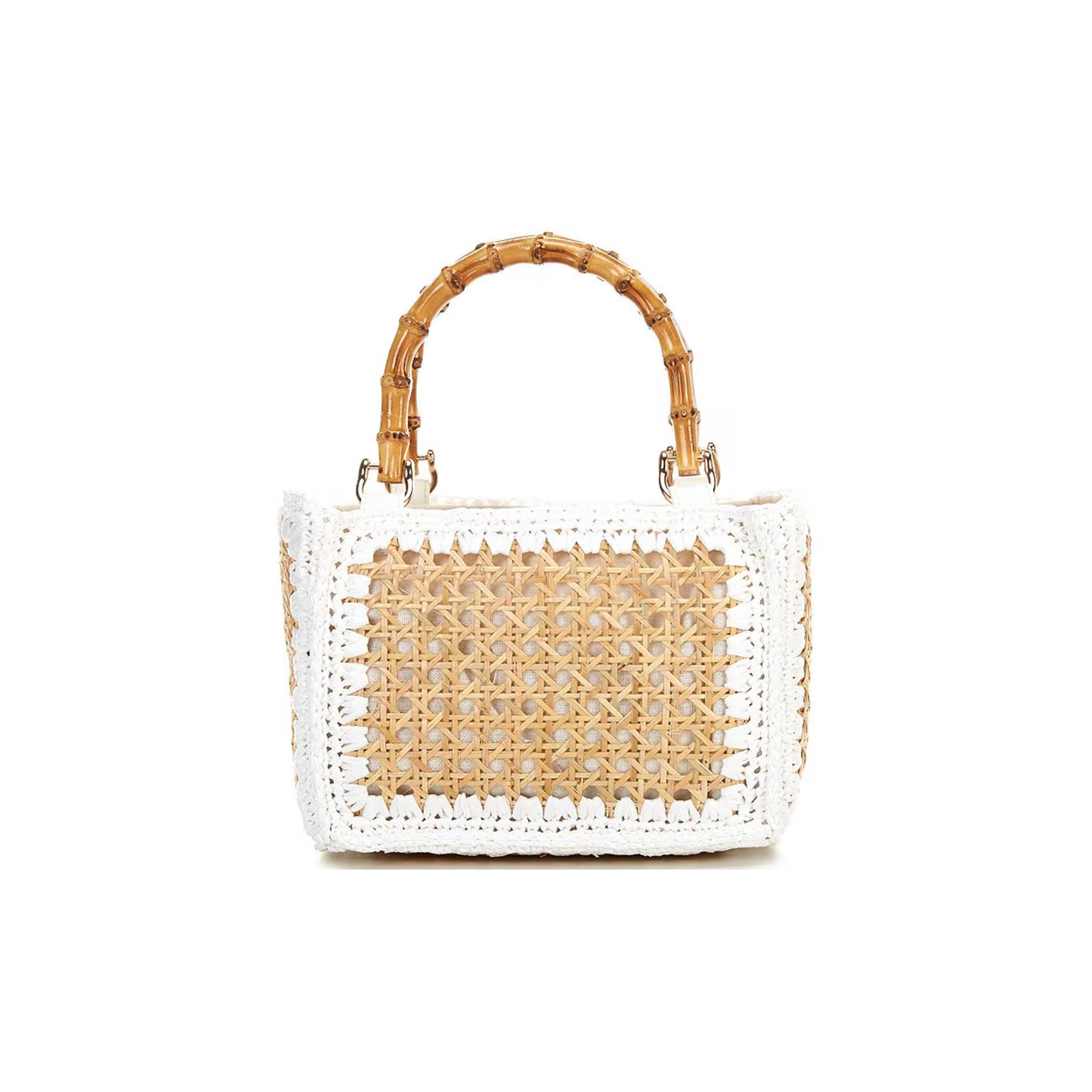 BTB Los Angeles Elodie Top Handle Bag - Natural/White