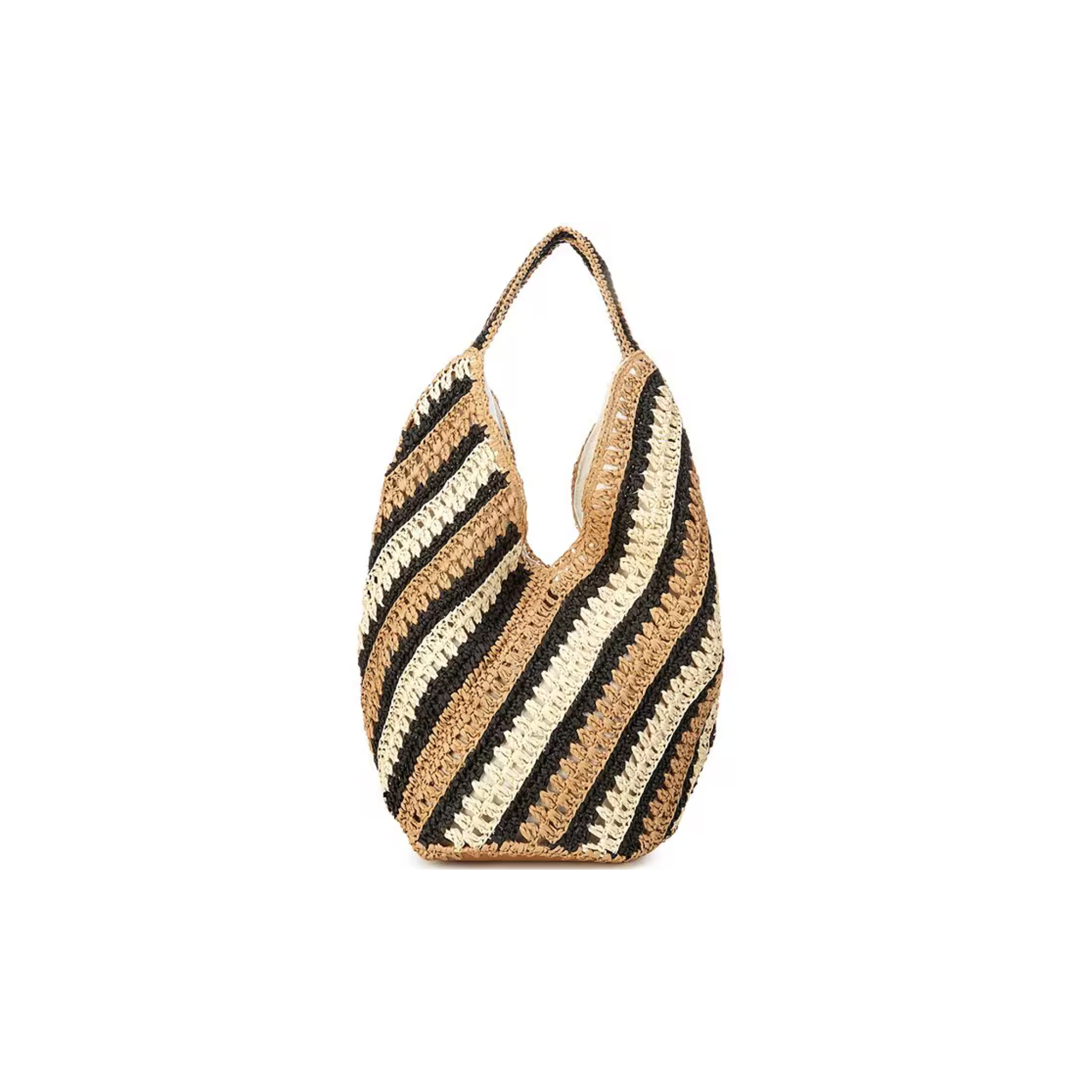 BTB Los Angeles Harper Woven Straw Hobo Bag -Natural Multi