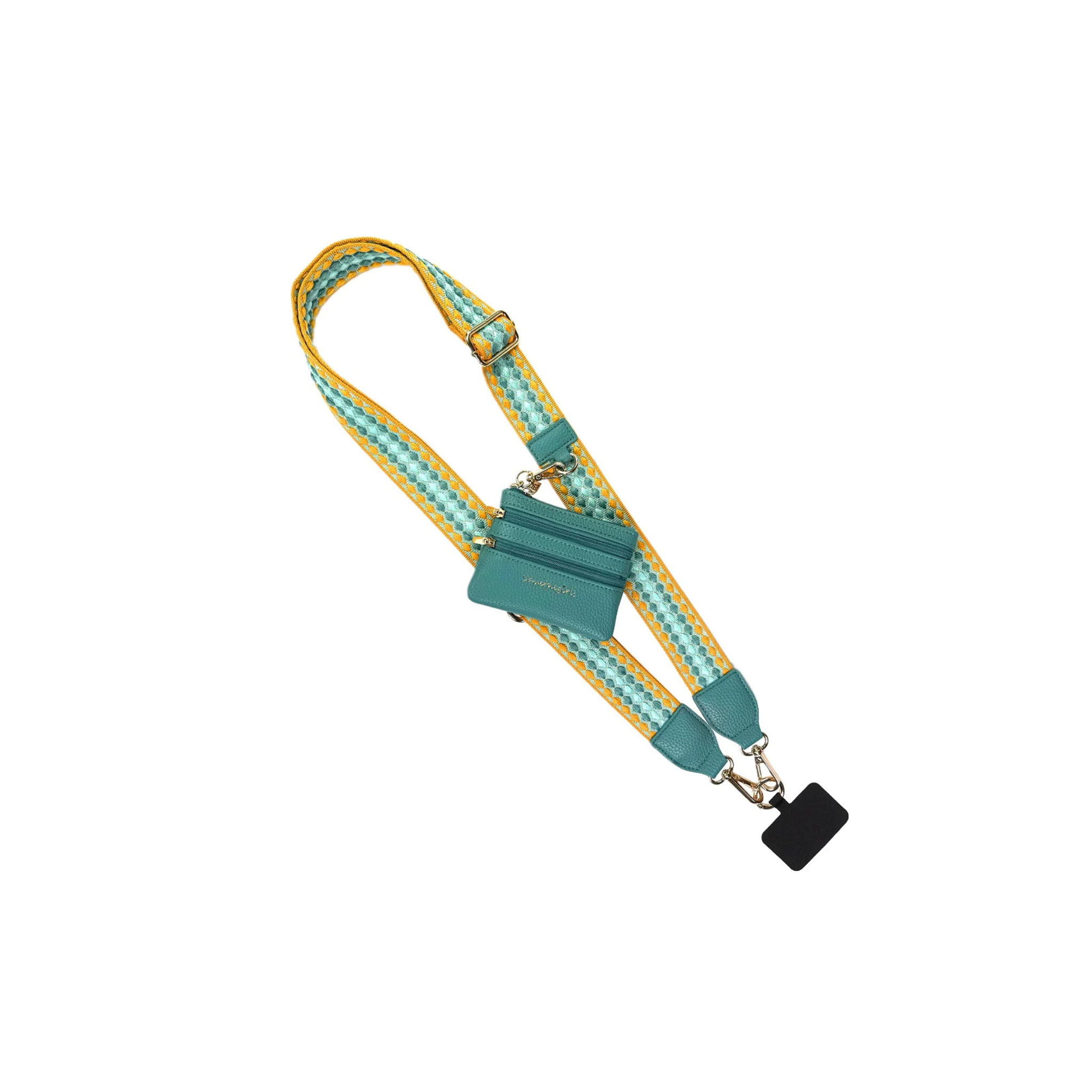 Save the Girls: Clip & Go Strap w/ Zippered Pouch -Dots Mustard/Aqua