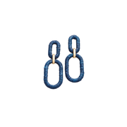 Spartina 449 Straw Link Earrings -Navy