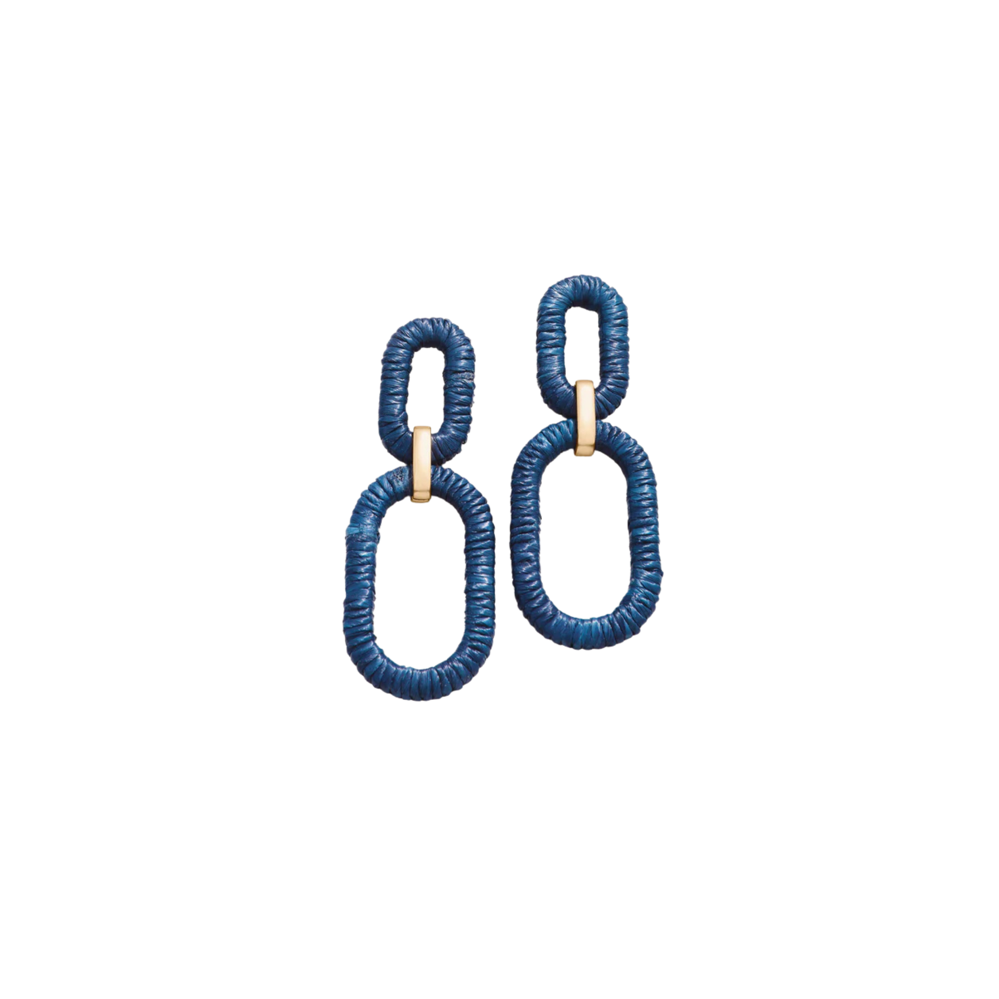 Spartina 449 Straw Link Earrings -Navy