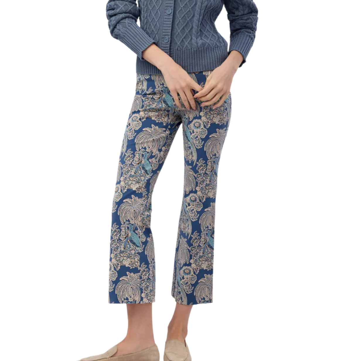 Spartina 449 Maren Kick Flare Pant -St. Augustine Bird Palm Blue