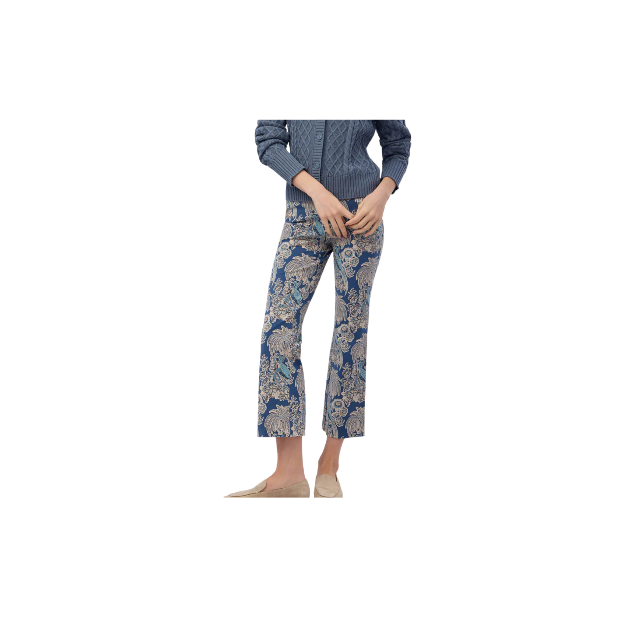 Spartina 449 Maren Kick Flare Pant -St. Augustine Bird Palm Blue