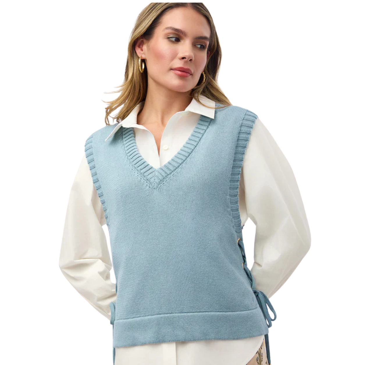Spartina 449 Beatrice Lace Up Vest -Rivermist