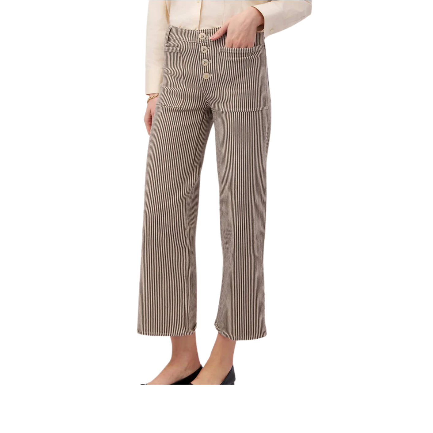 Spartina 449 Blanche Wide Leg Jean -Black Coffee Stripe
