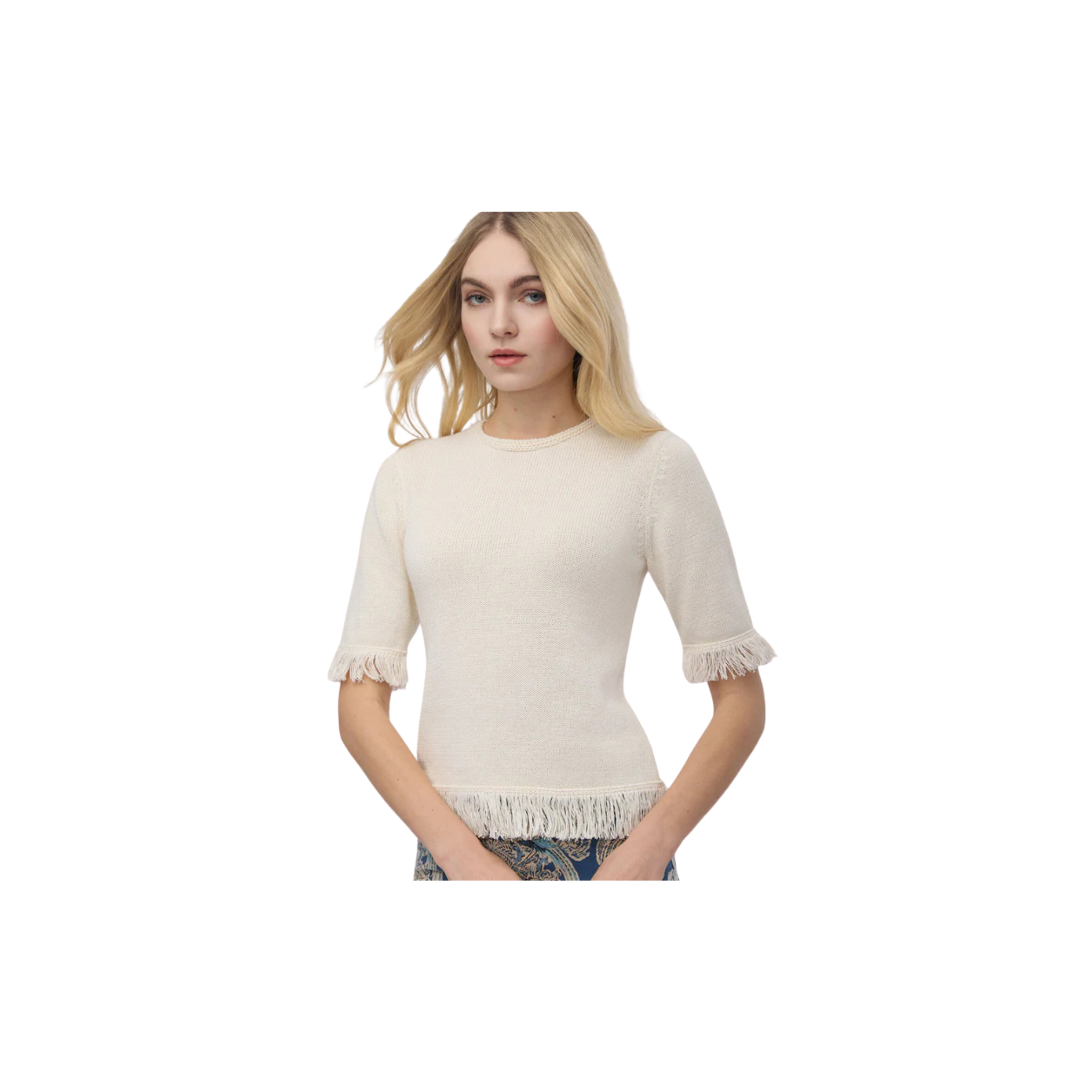 Spartina 449 Sofia Fringe Sweater -Antique White