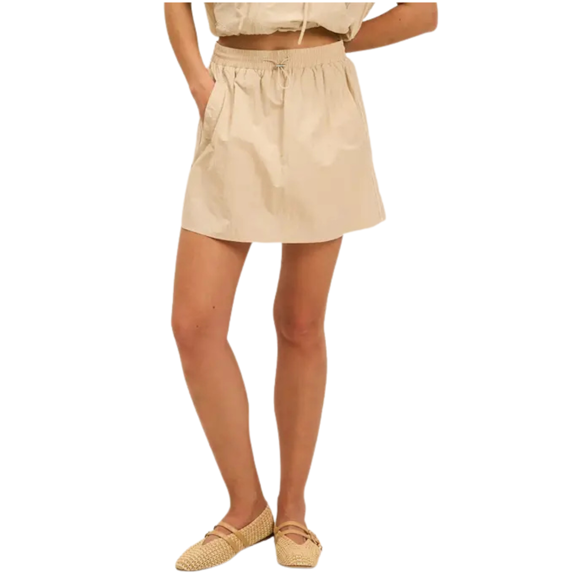 The GREii Sporty Chic Piping Detail Skirt -Beige