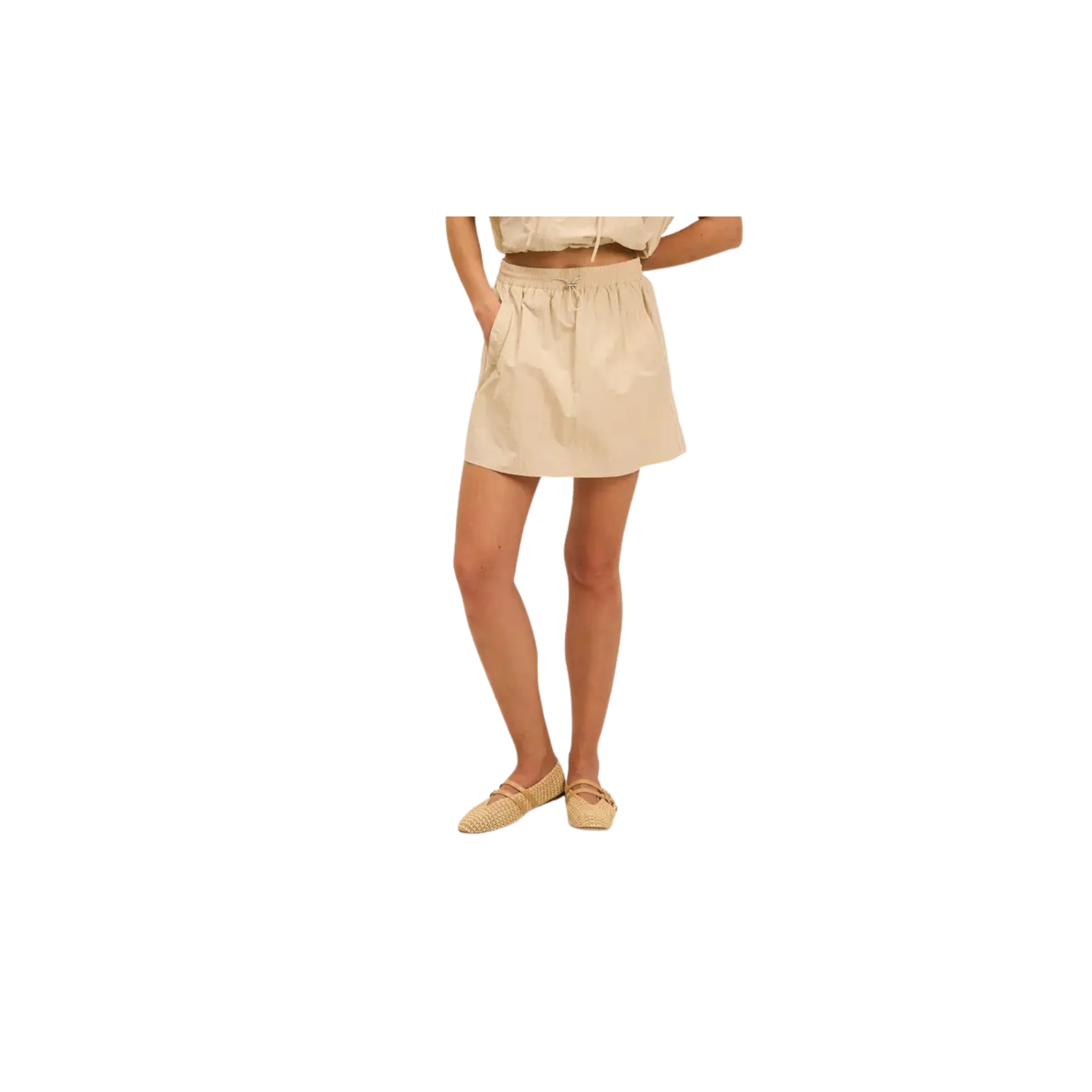 The GREii Sporty Chic Piping Detail Skirt -Beige