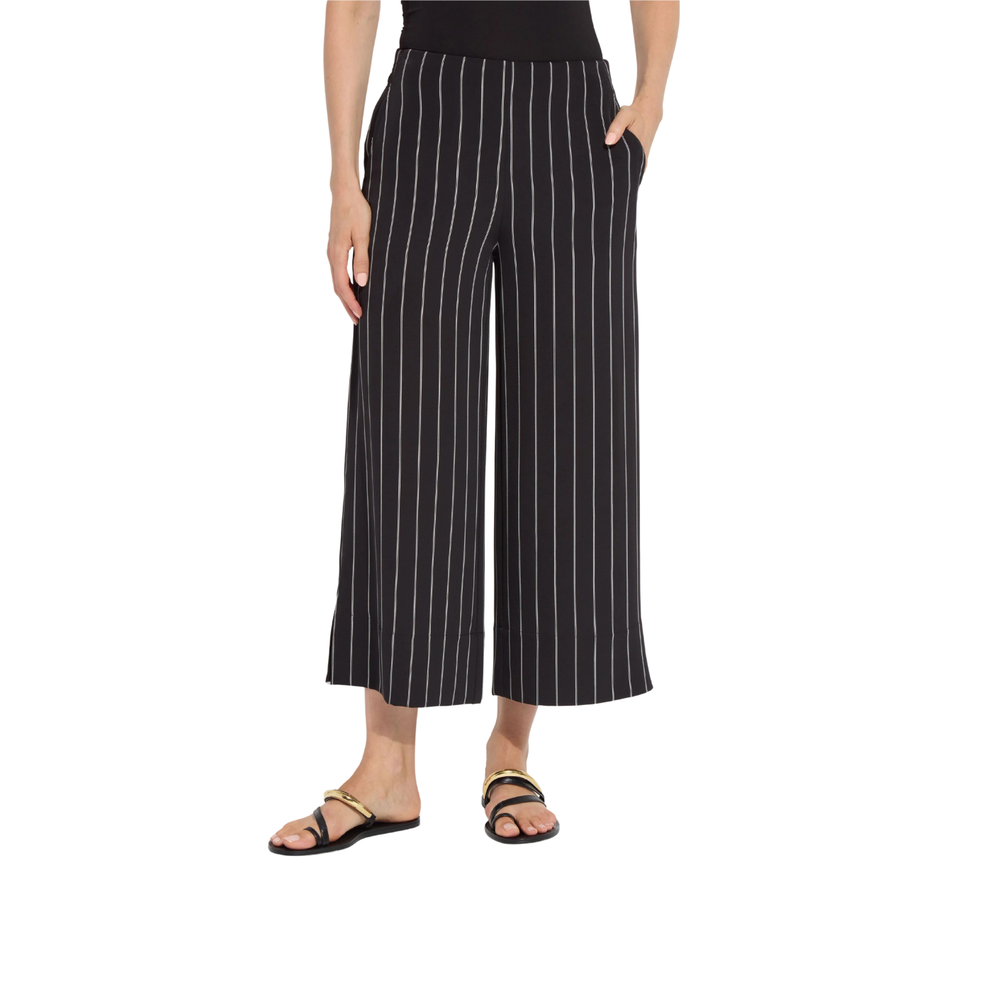 Lysse Ave Cropped Palazzo -Black/White Stripe