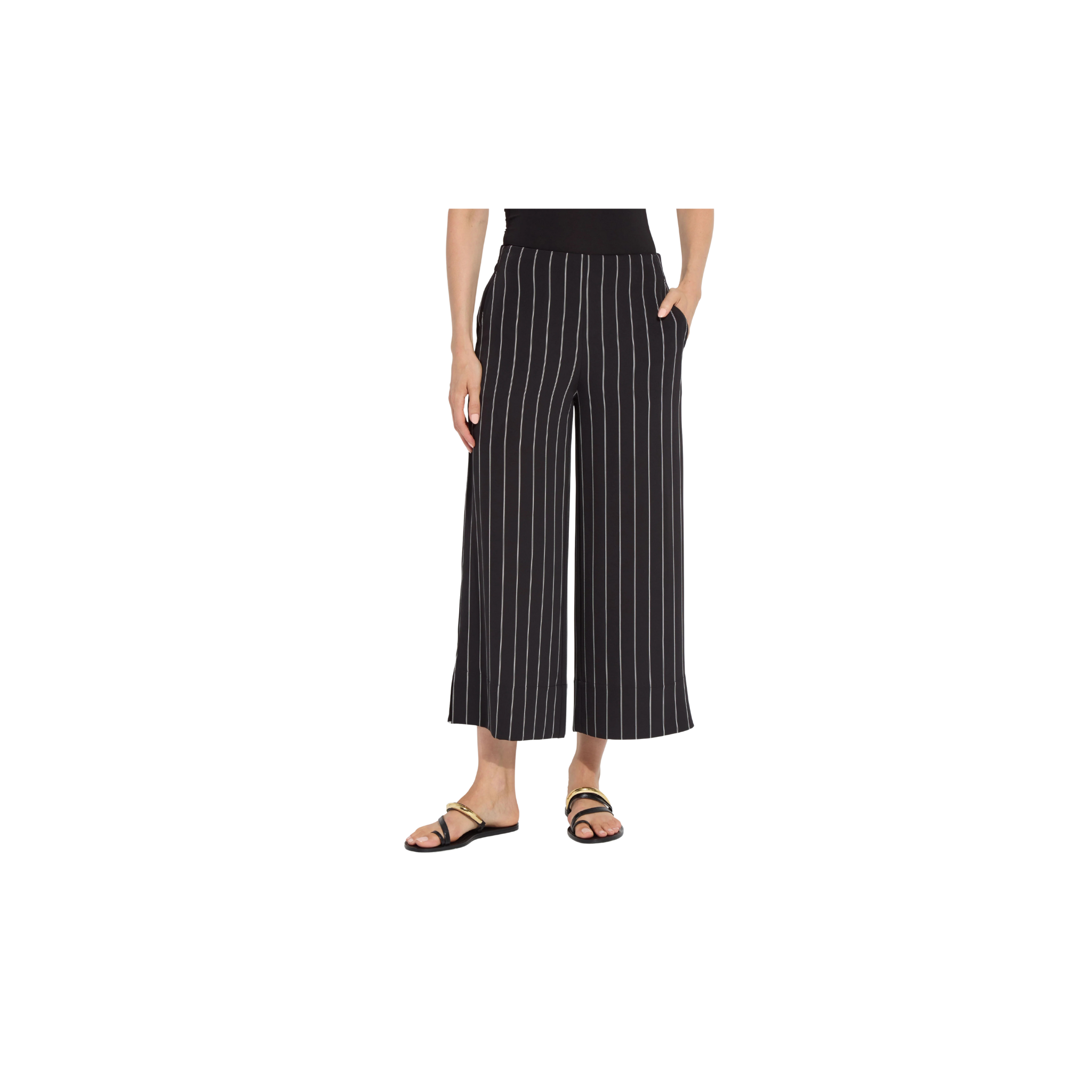 Lysse Ave Cropped Palazzo -Black/White Stripe