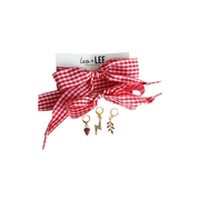 Leo + Lee Red Gingham Shoelace & Charm Set (Strawberry, Fern, Lightning Bolt)