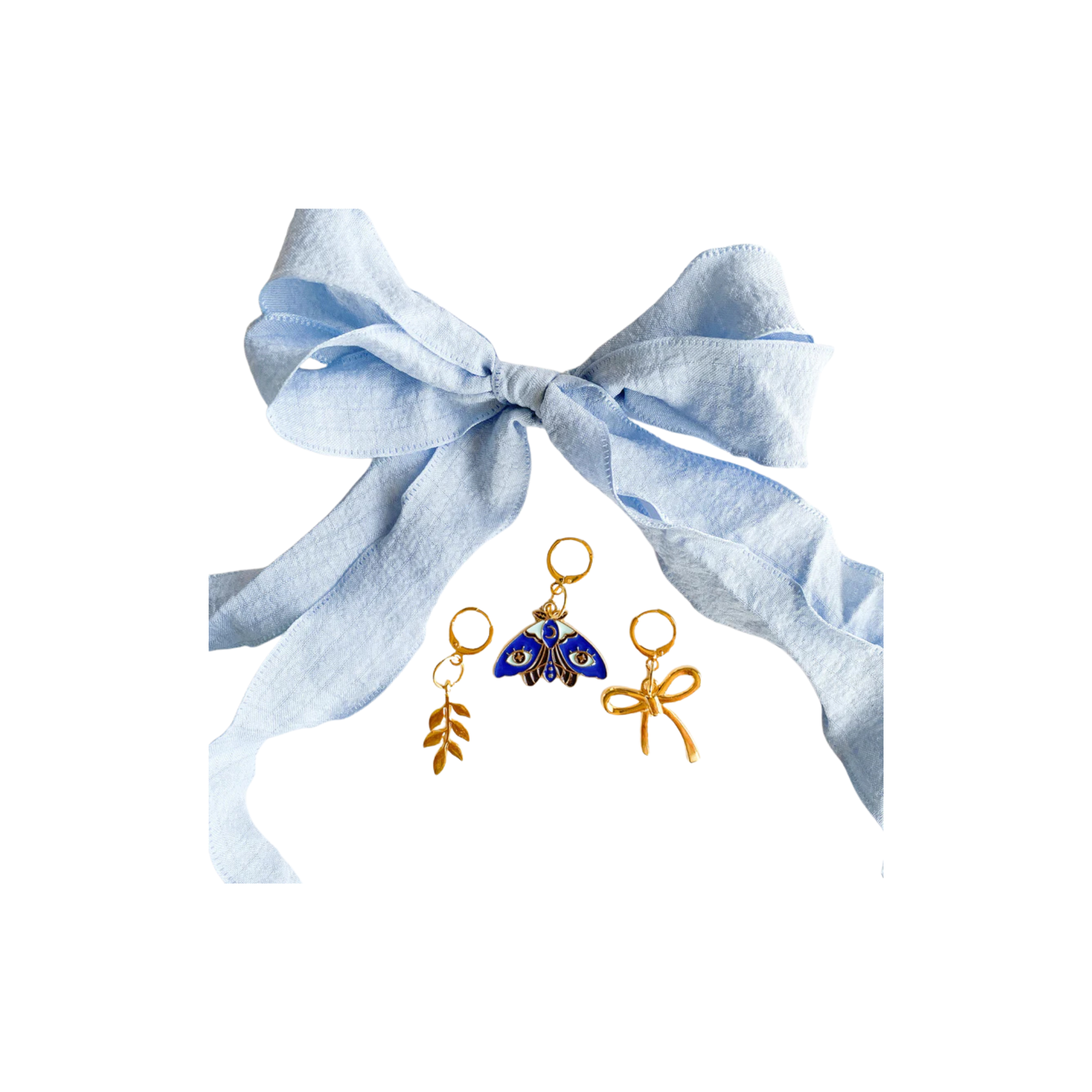 Leo + Lee Baby Blue Lace Shoelace & Charm Set (Fern, Butterfly, Bow)