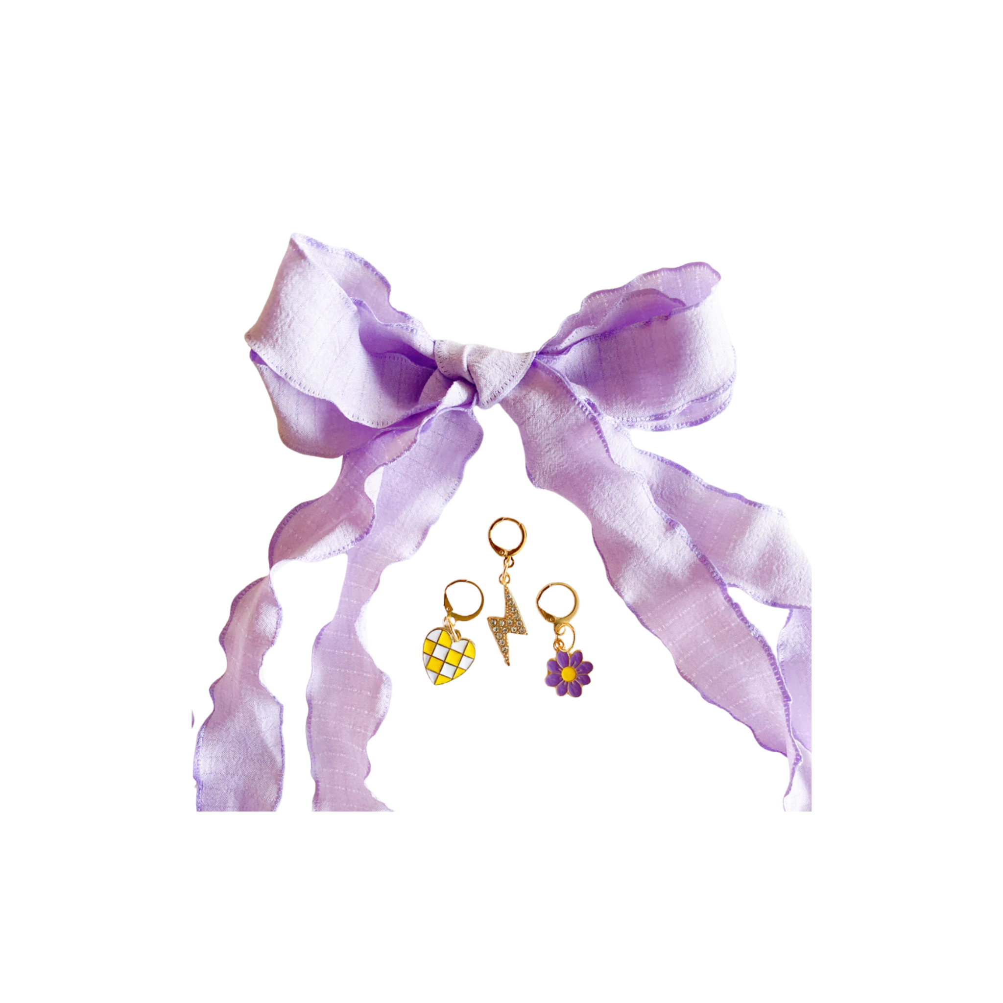 Leo + Lee Lavender Lace Shoelace & Charm Set (Heart, Lightning Bolt, Flower)