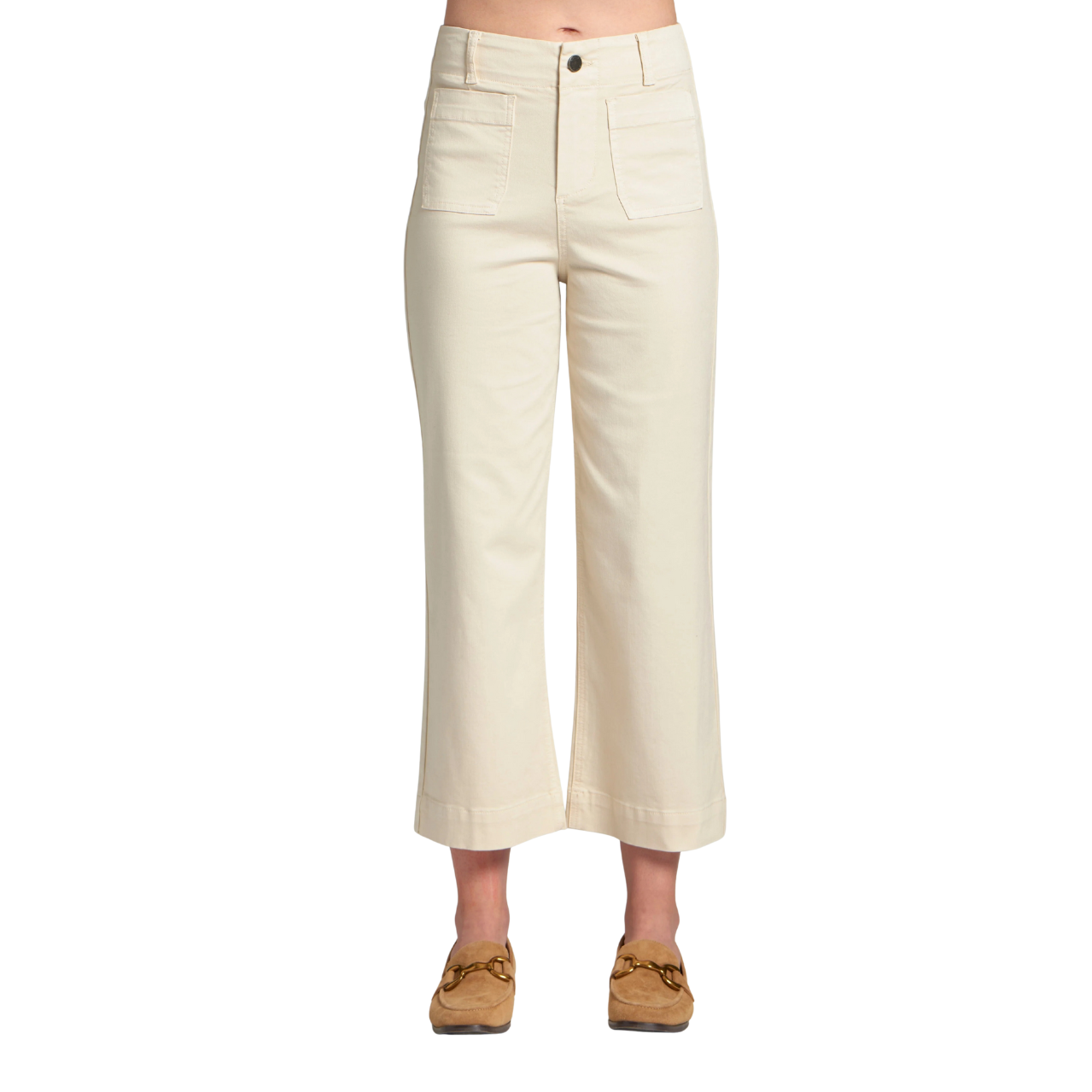 APNY Cropped Wide Leg Pant w/ Patch Pockets -Natural