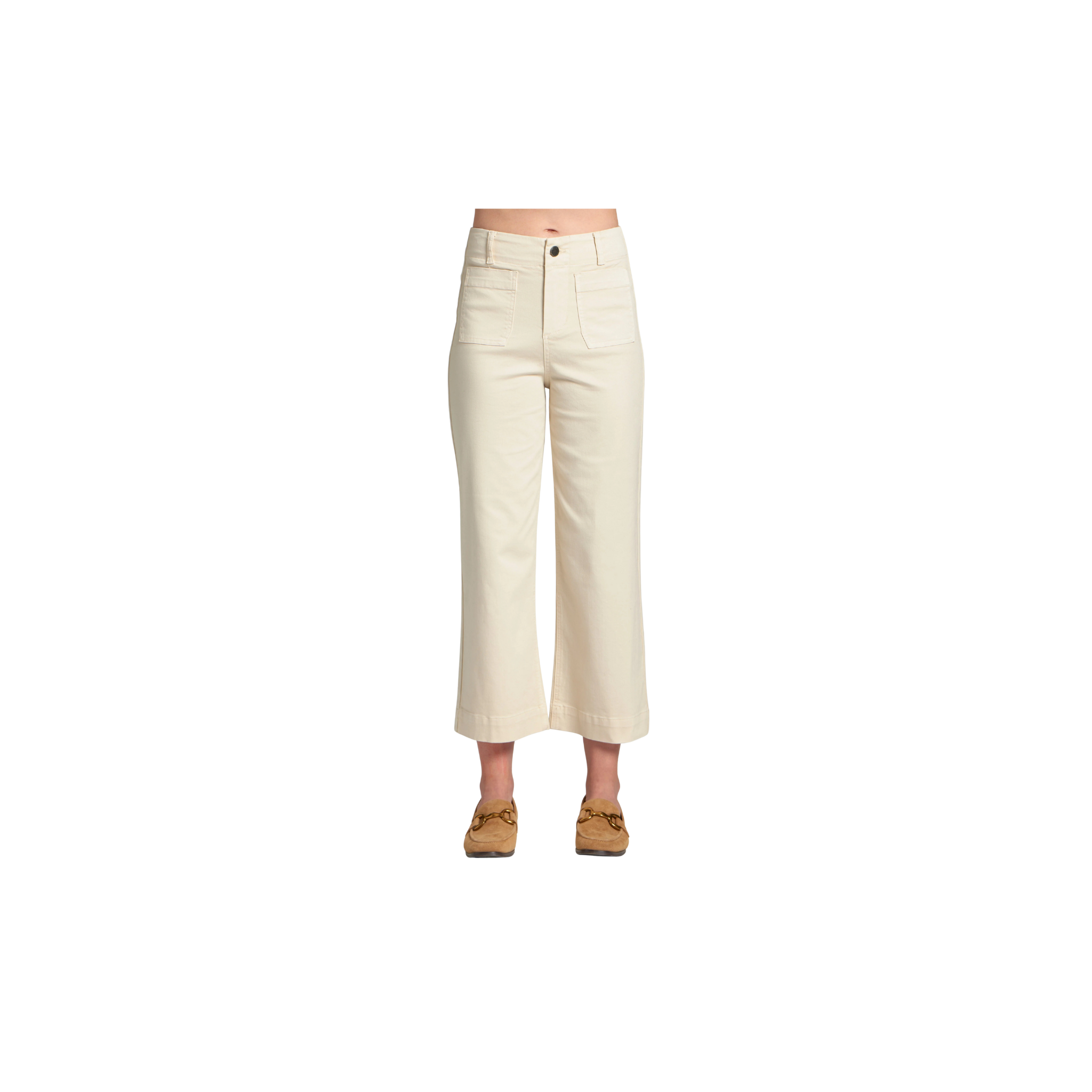 APNY Cropped Wide Leg Pant w/ Patch Pockets -Natural