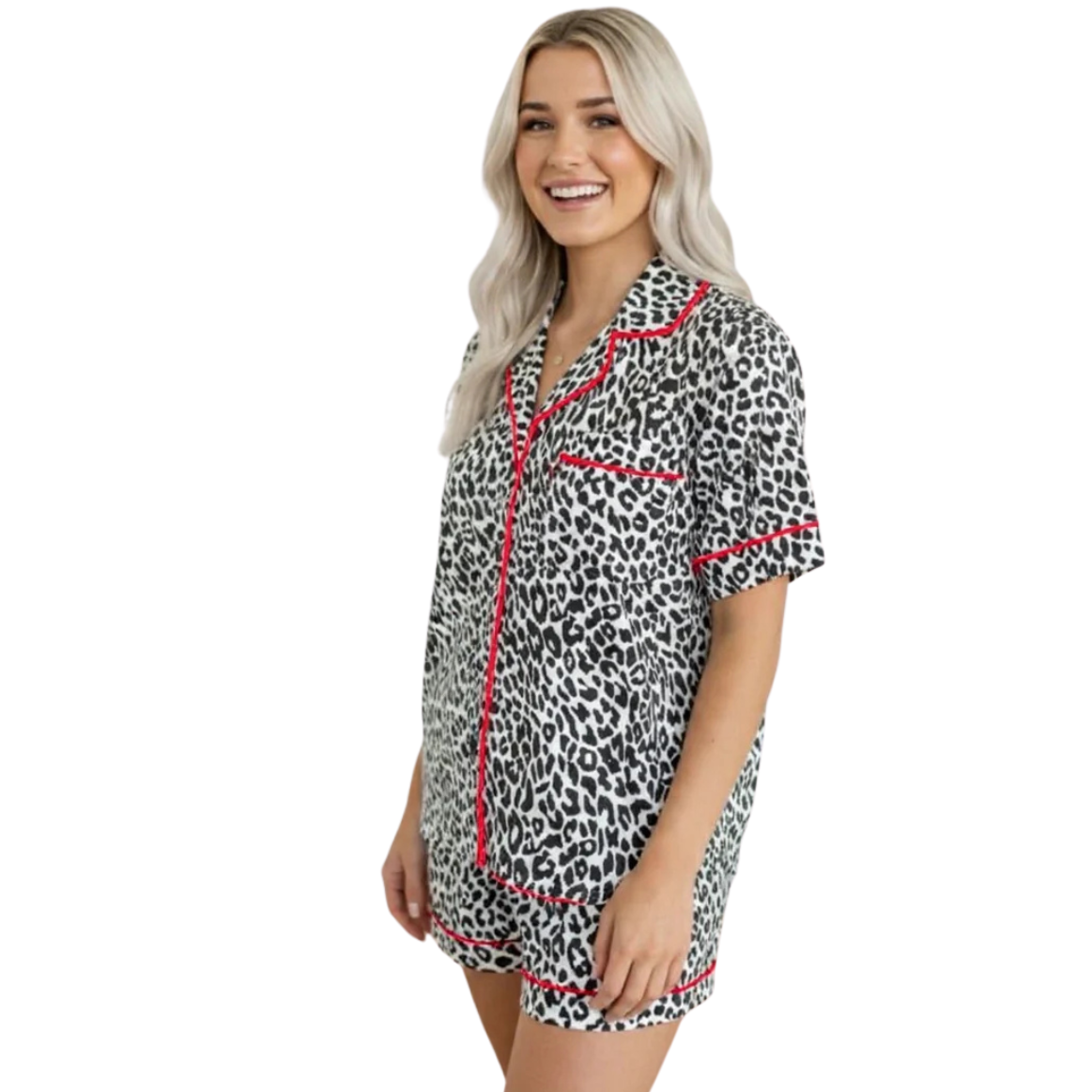 Moon Ryder Leopard Print Short Sleeve Lounge Set