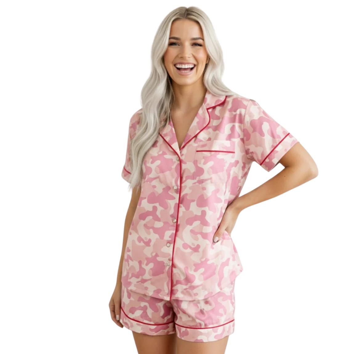 Moon Ryder Pink Camo Short Sleeve Lounge Set