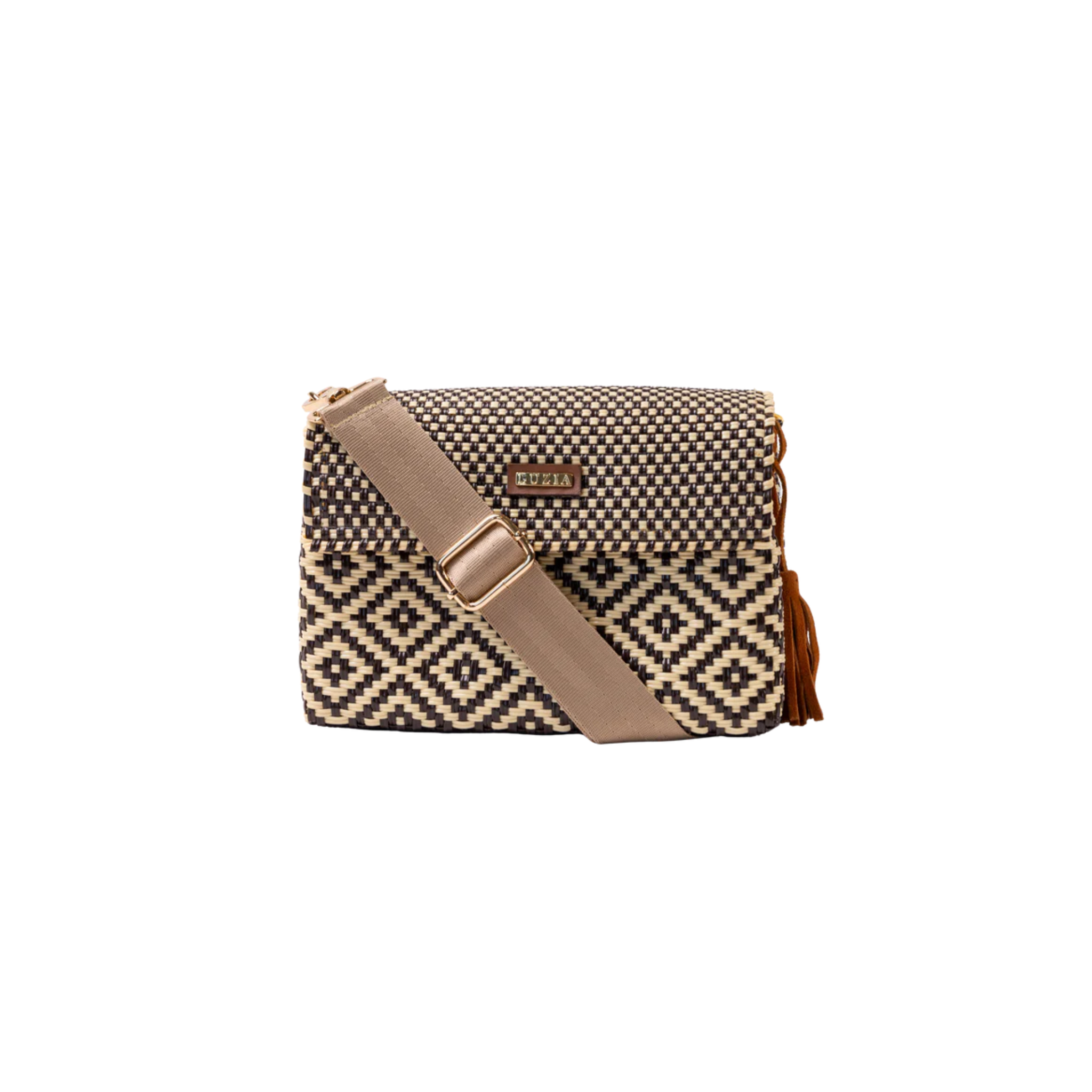 Luzia Crossbody Handbag Multi-Diamond Brown/Beige