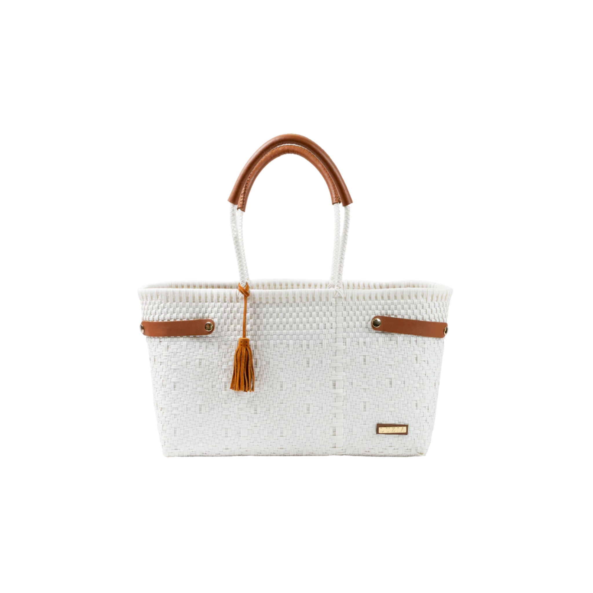 Luzia Open Basket Tote Bag Jumbo Braided Solid White