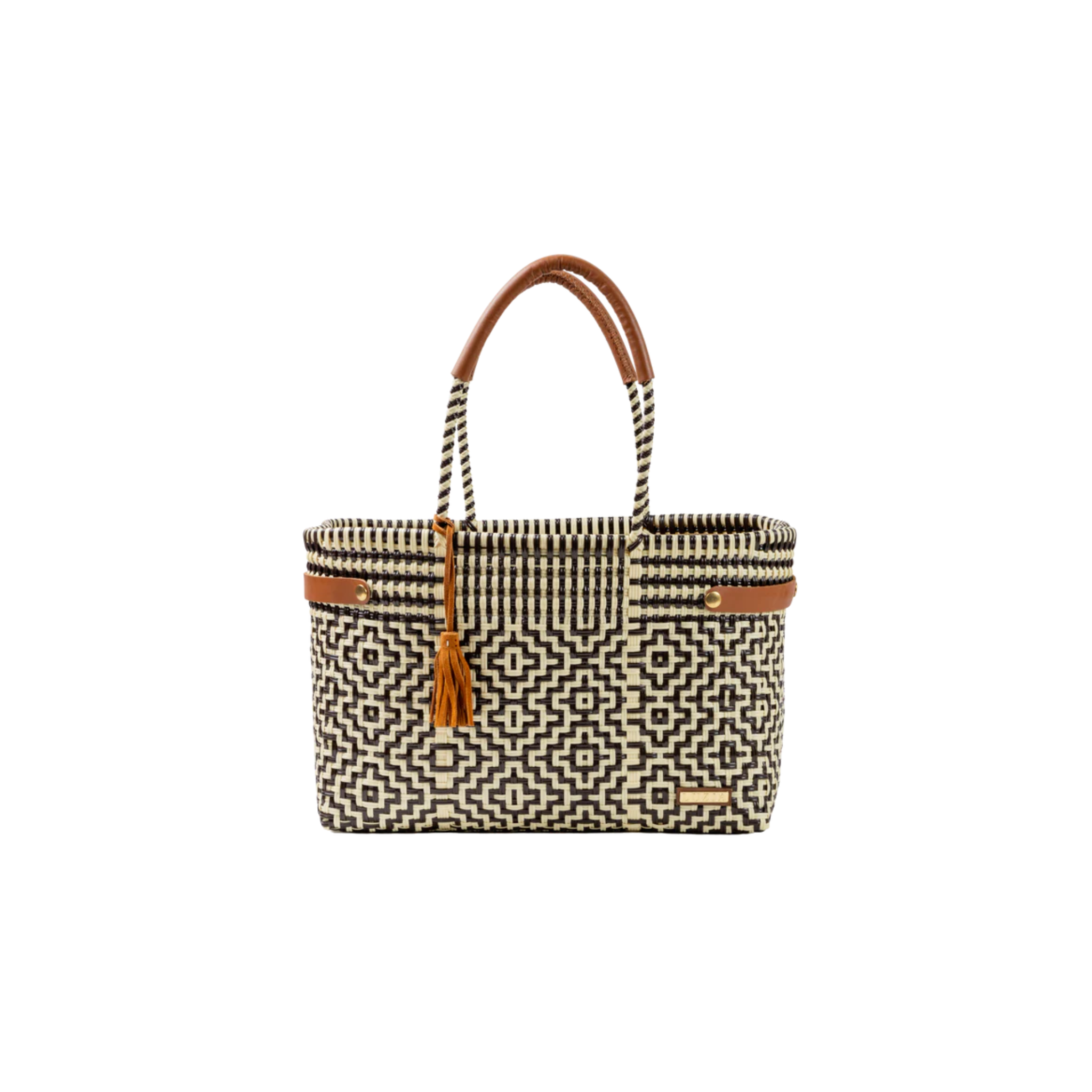 Luzia Open Basket Handbag Jumbo Cross Diamond Brown/Beige