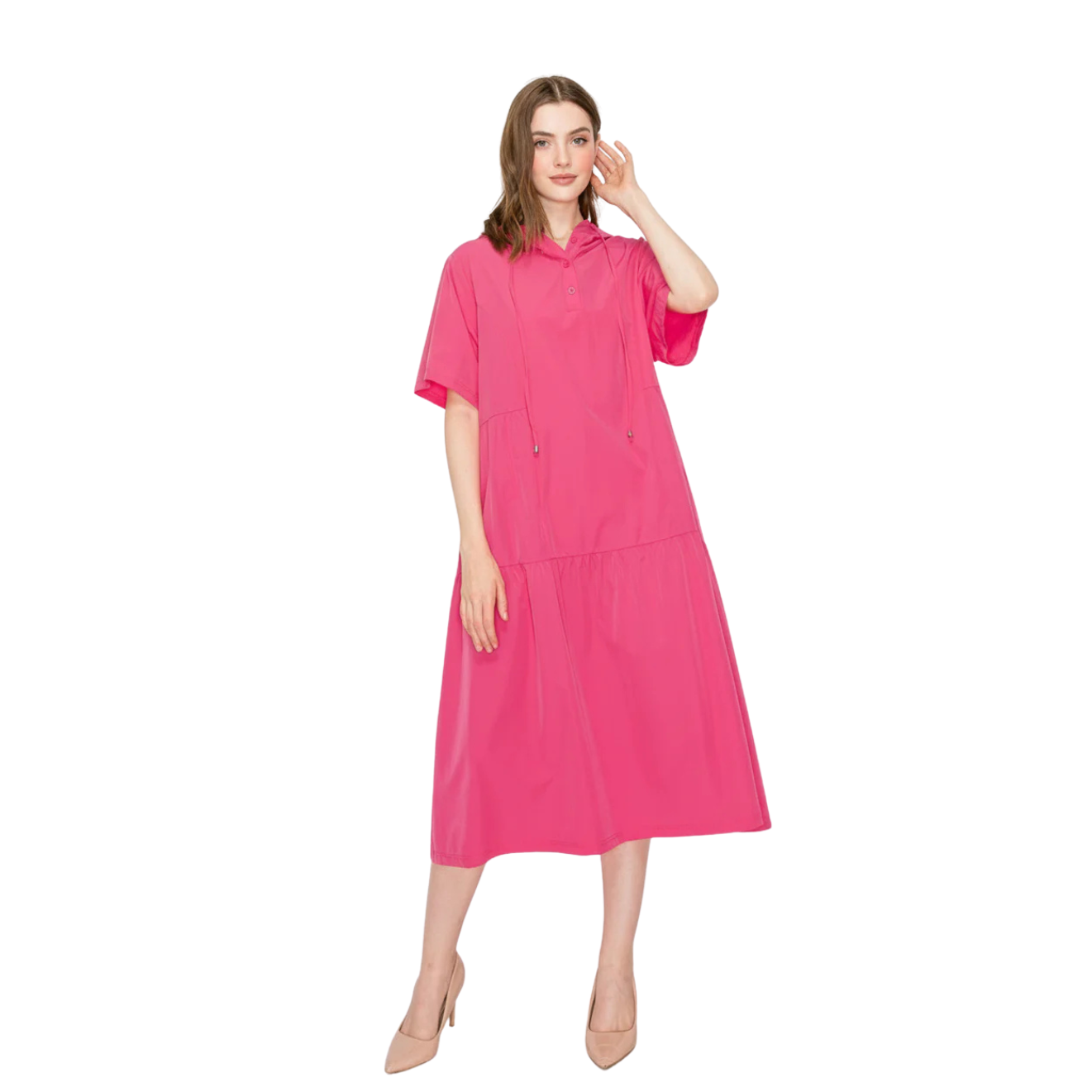 JOH Jia Stretch Parachute Dress -Hot Pink