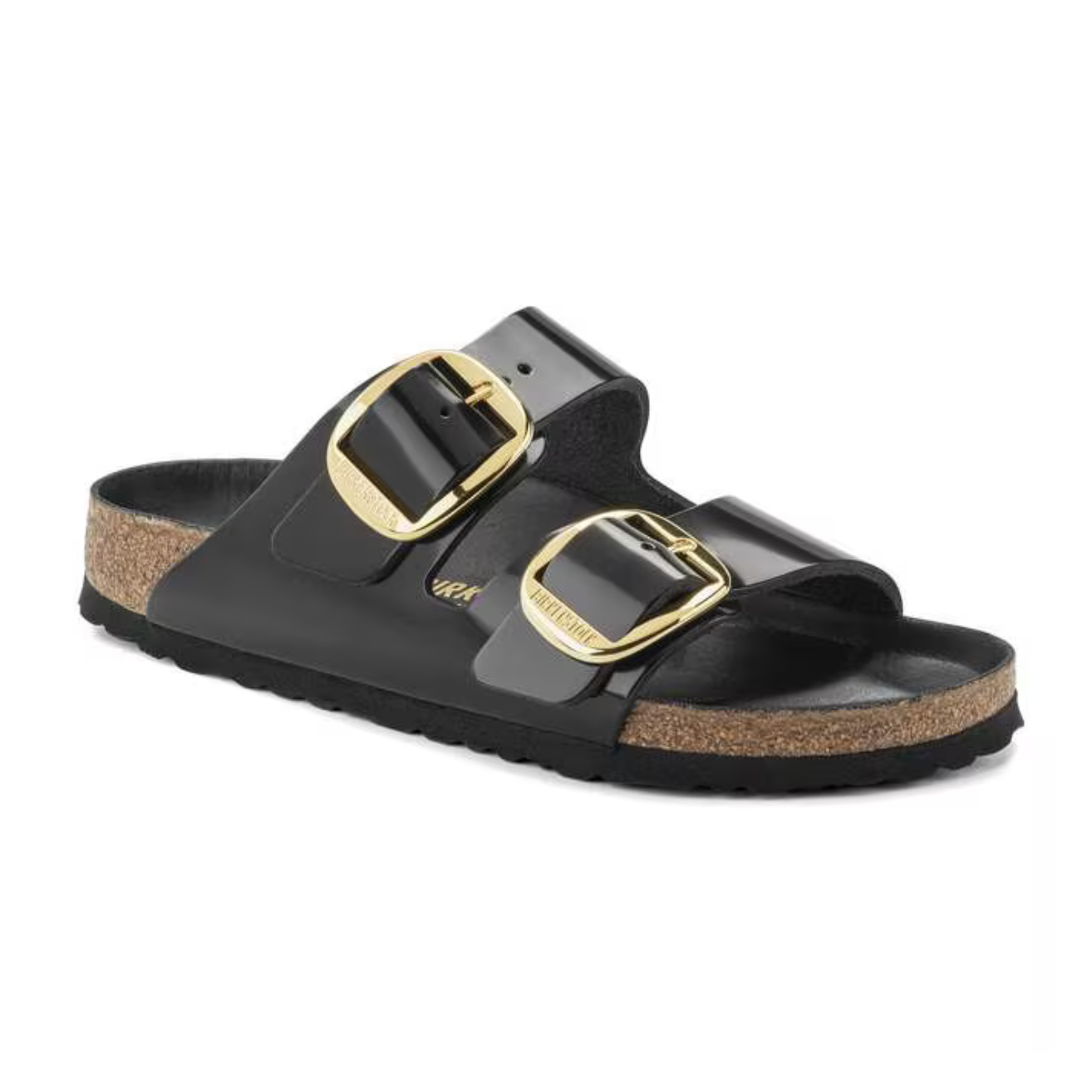 Birkenstock Arizona Big Buckle Natural Leather Patent -High Shine Black (Narrow Width)
