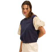 The GREii Contrast Heart Detail Knit Top -Navy/Cream