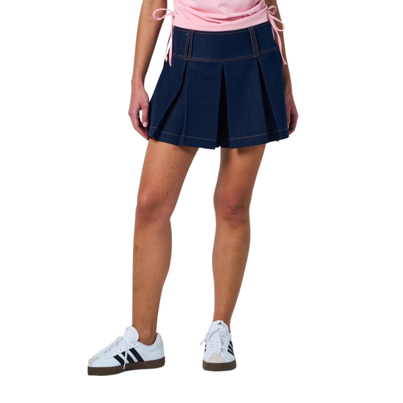 The GREii Pleated Denim Skort -Dark Denim