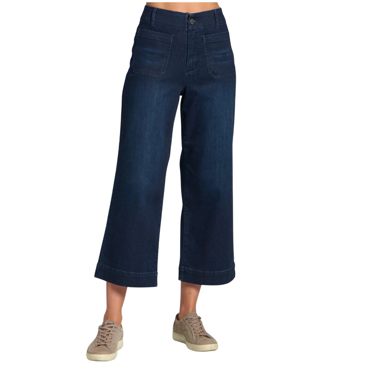APNY Cropped Wide Leg Pant w/ Patch Pockets -Dark Indigo
