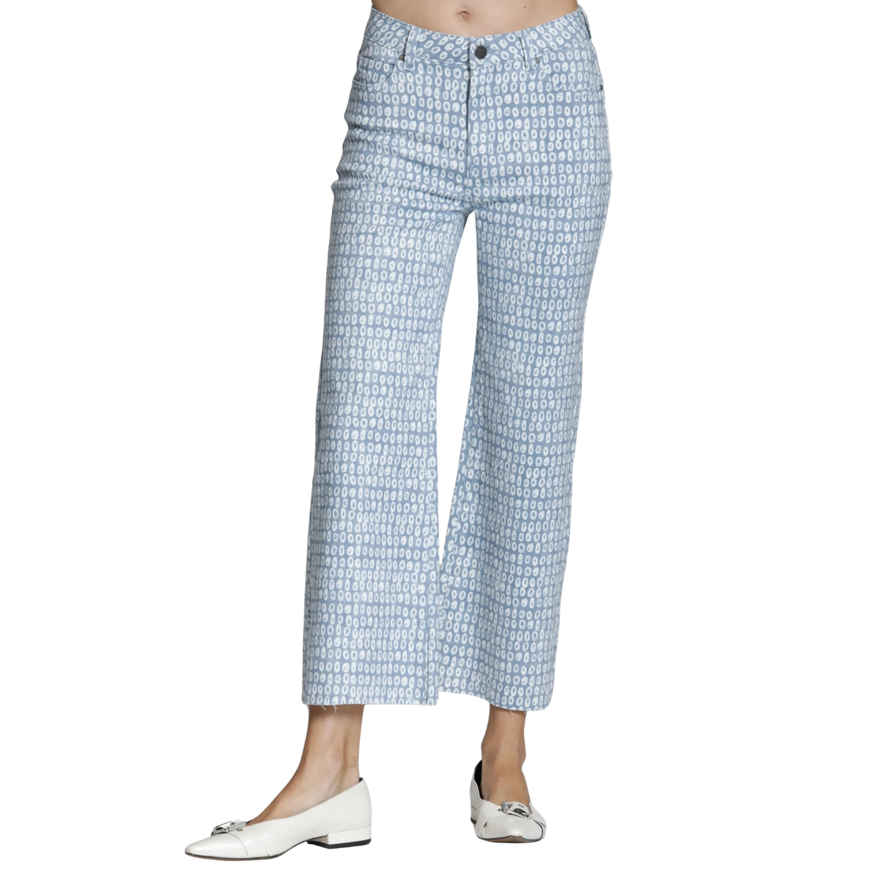 APNY Wide Leg Crop Jean -Blue/White