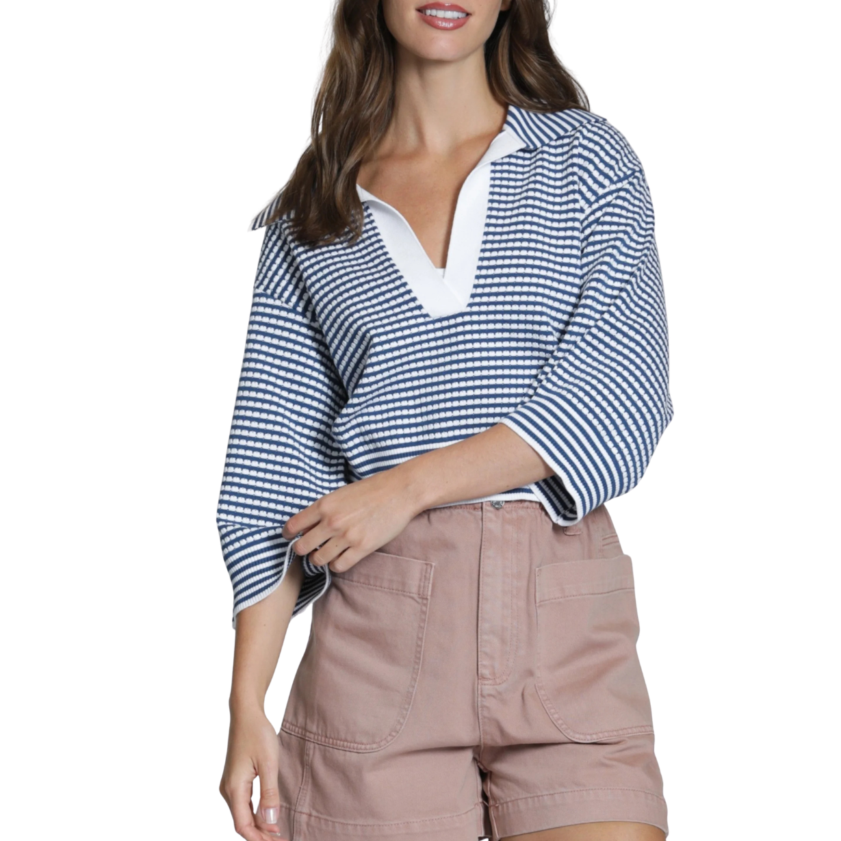 APNY Strip Knit Sweater -Blue/White Stripe