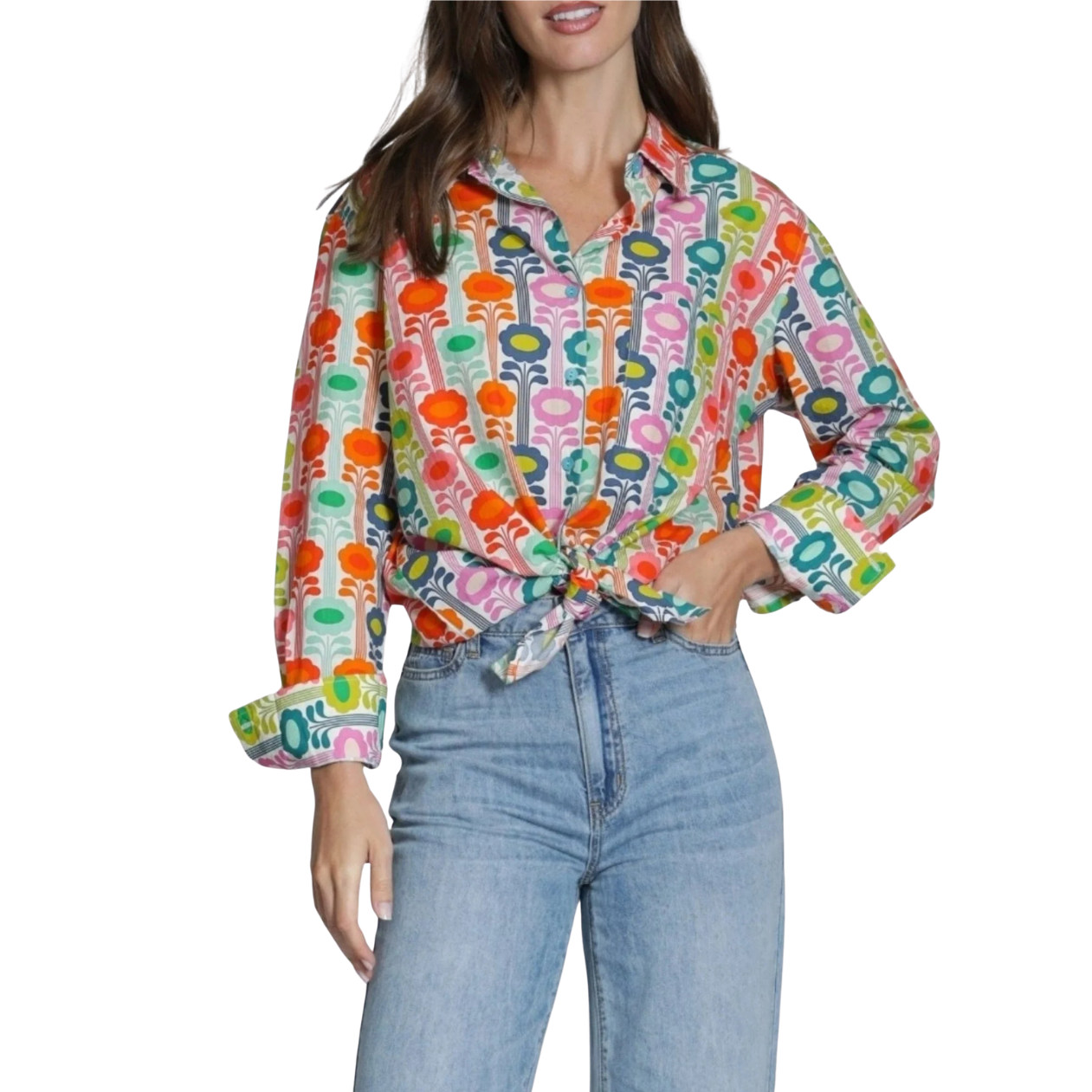 APNY Boyfriend Button-up Shirt -Mod Bloom