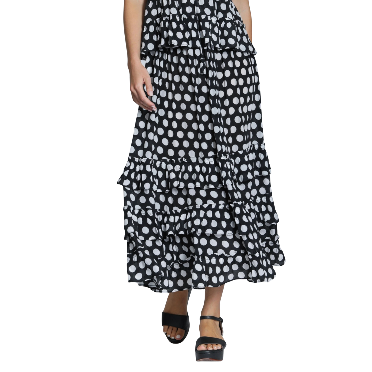 APNY Tiered Pull-on Skirt -Mono Spot Black/White