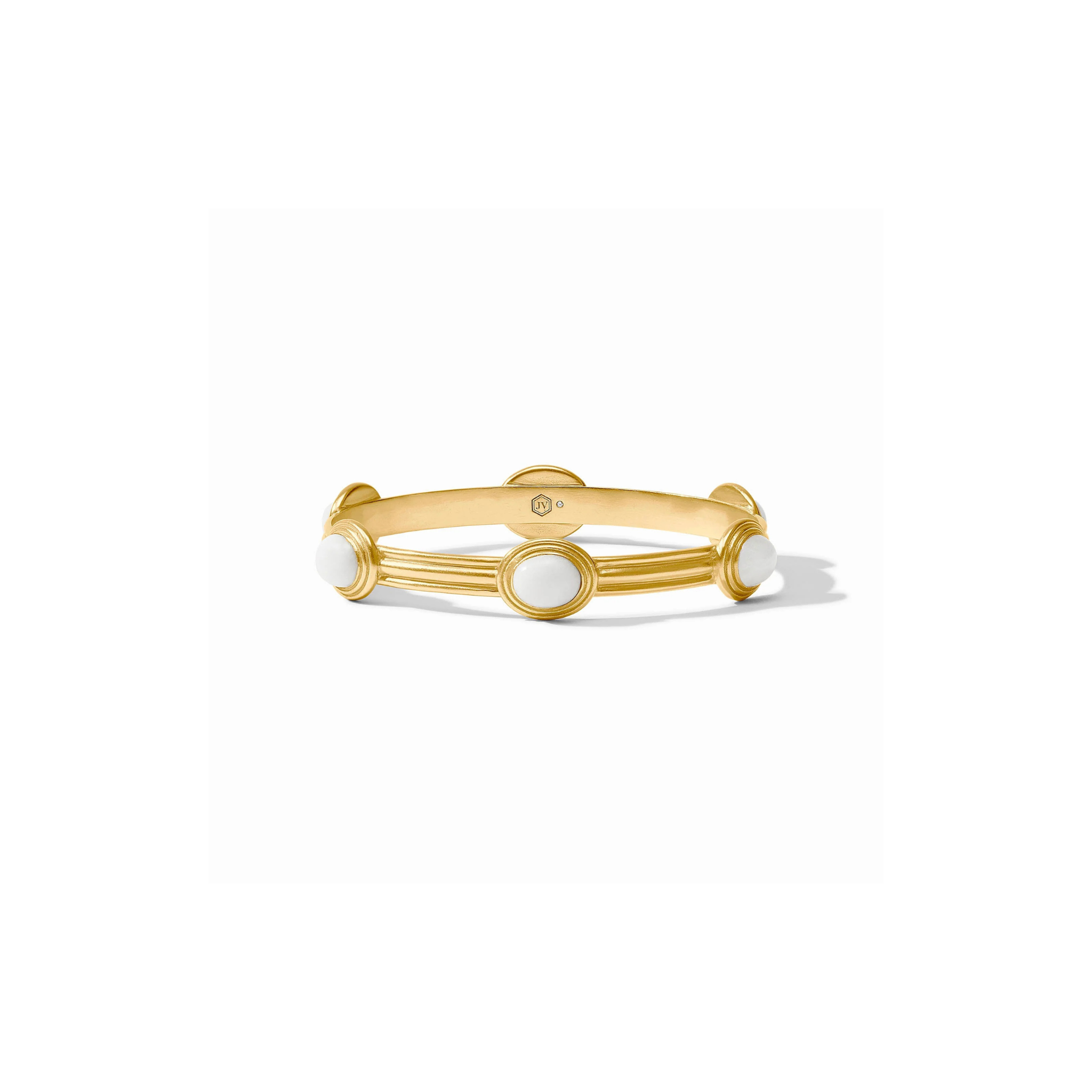 Julie Vos Portofino Stone Bangle -White Jade (M)