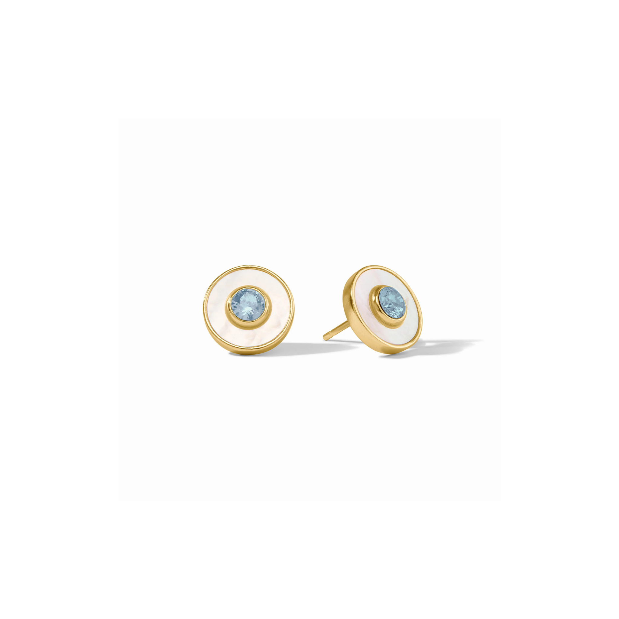 Julie Vos Colette Circle Stud Earring -Chalcedony Blue