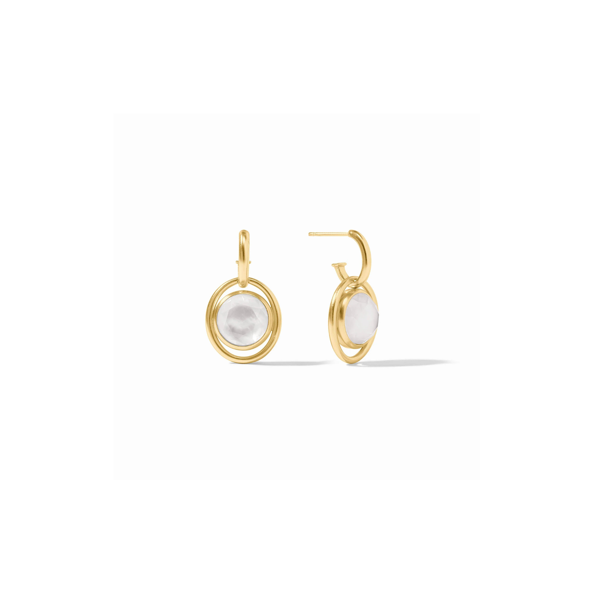 Julie Vos Laguna Hoop & Charm Earring -Iridescent Clear Crystal