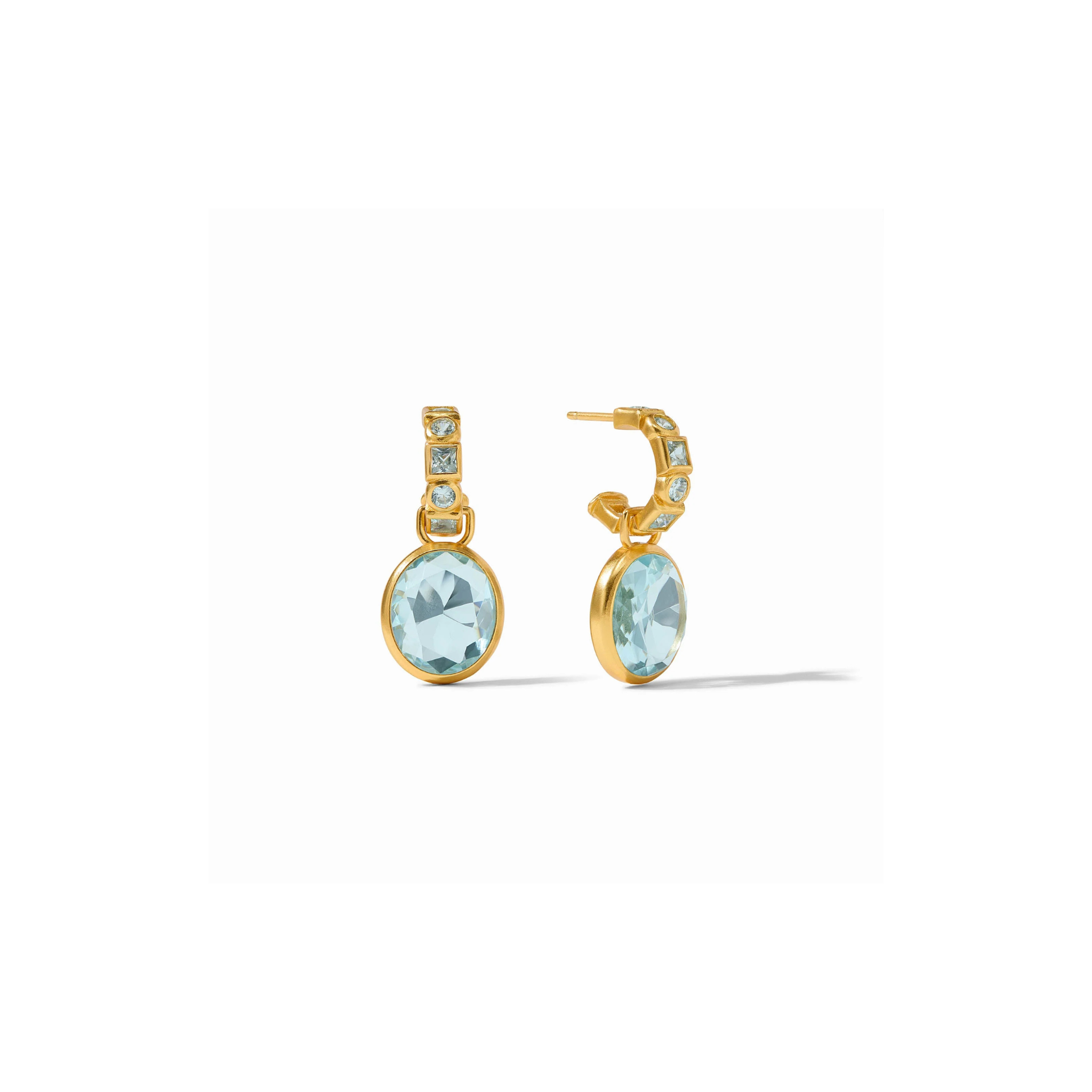 Julie Vos Jolie Hoop & Charm Earring -Aquamarine Blue
