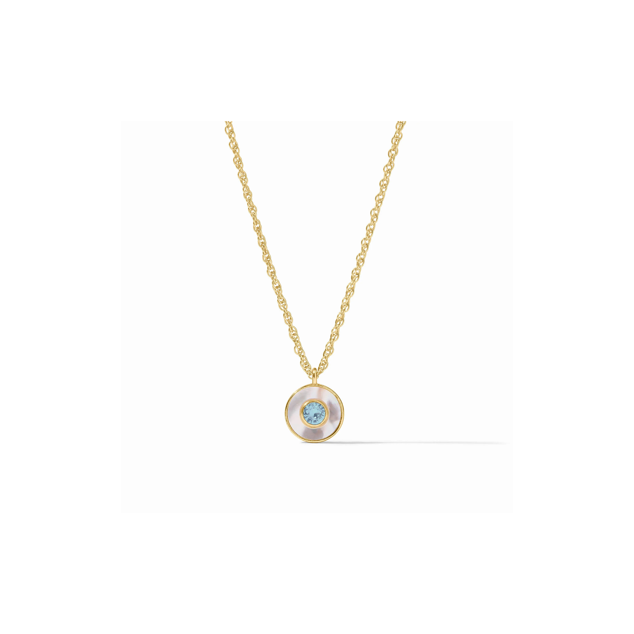 Julie Vos Colette Circle Delicate Necklace -Chalcedony Blue