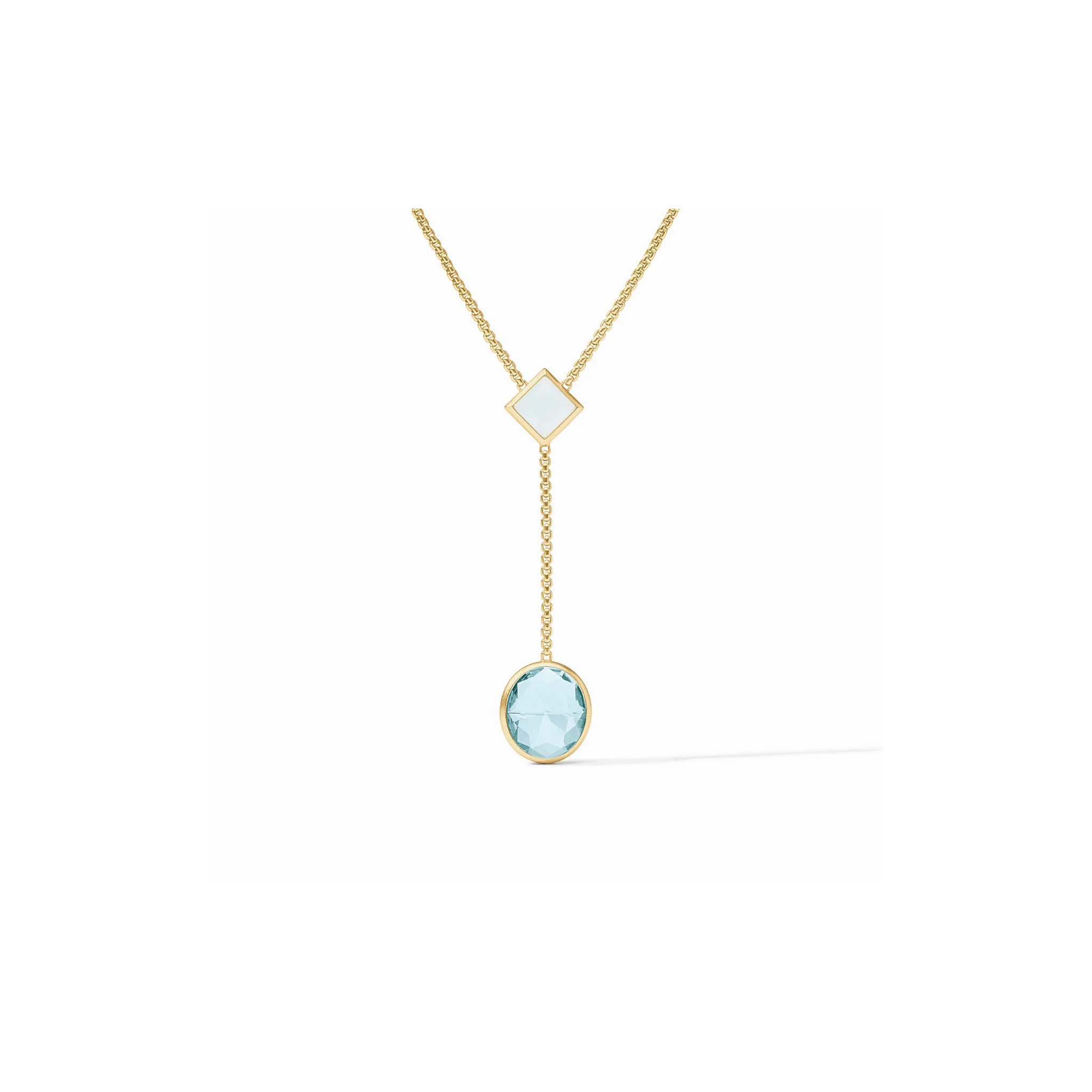 Julie Vos Jolie Lariat Necklace -Aquamarine Blue
