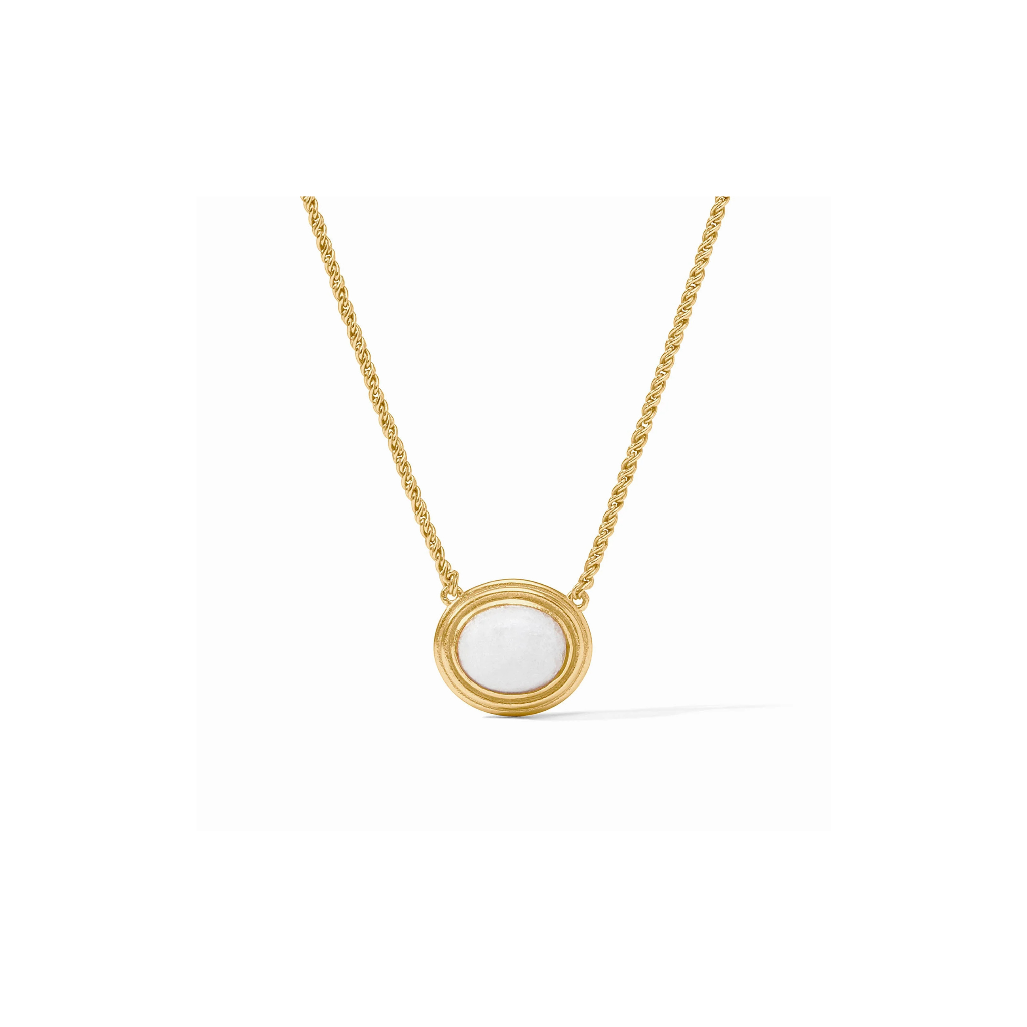 Julie Vos Portofino Solitaire Necklace -White Jade