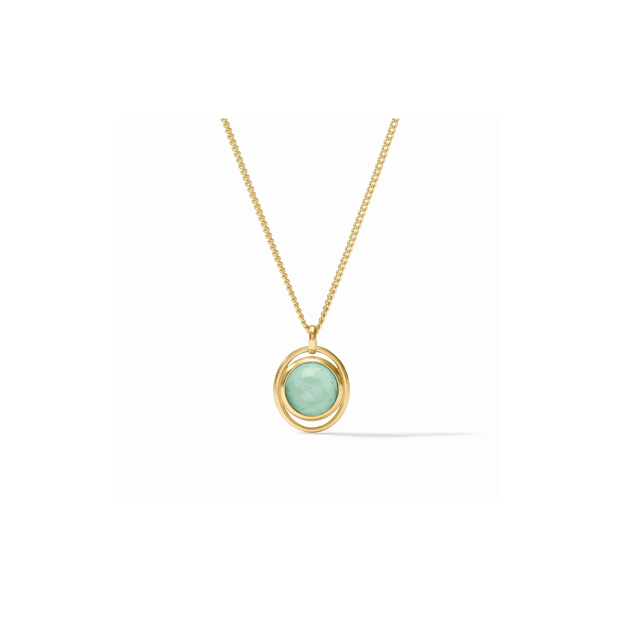 Julie Vos Laguna Solitaire Necklace -Iridescent Aquamarine Blue